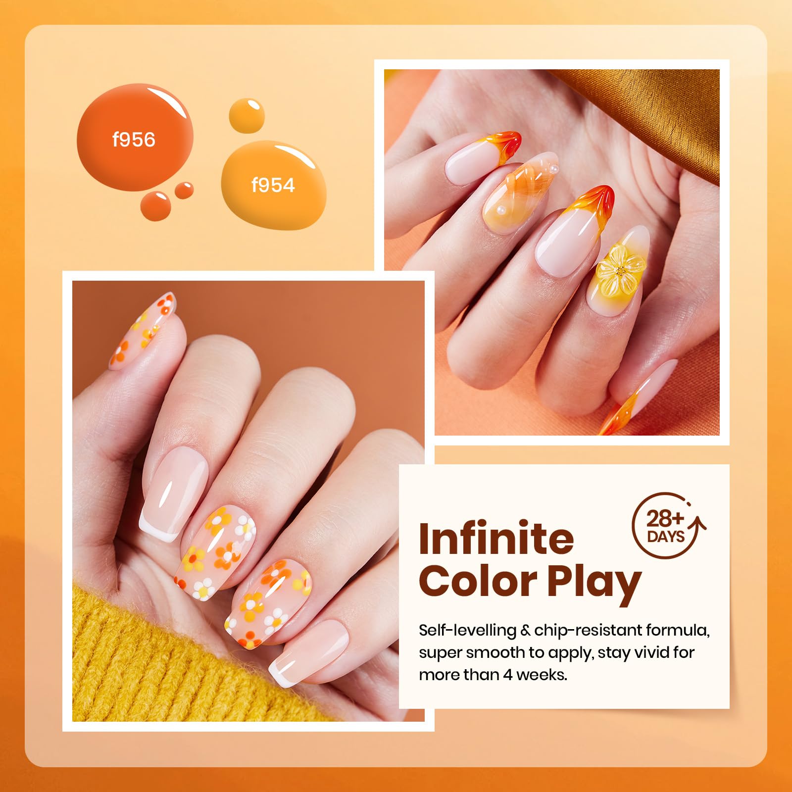 Twilight Warmth - 6 Colors Brown Red Orange Yellow Gel Nail Polish Set