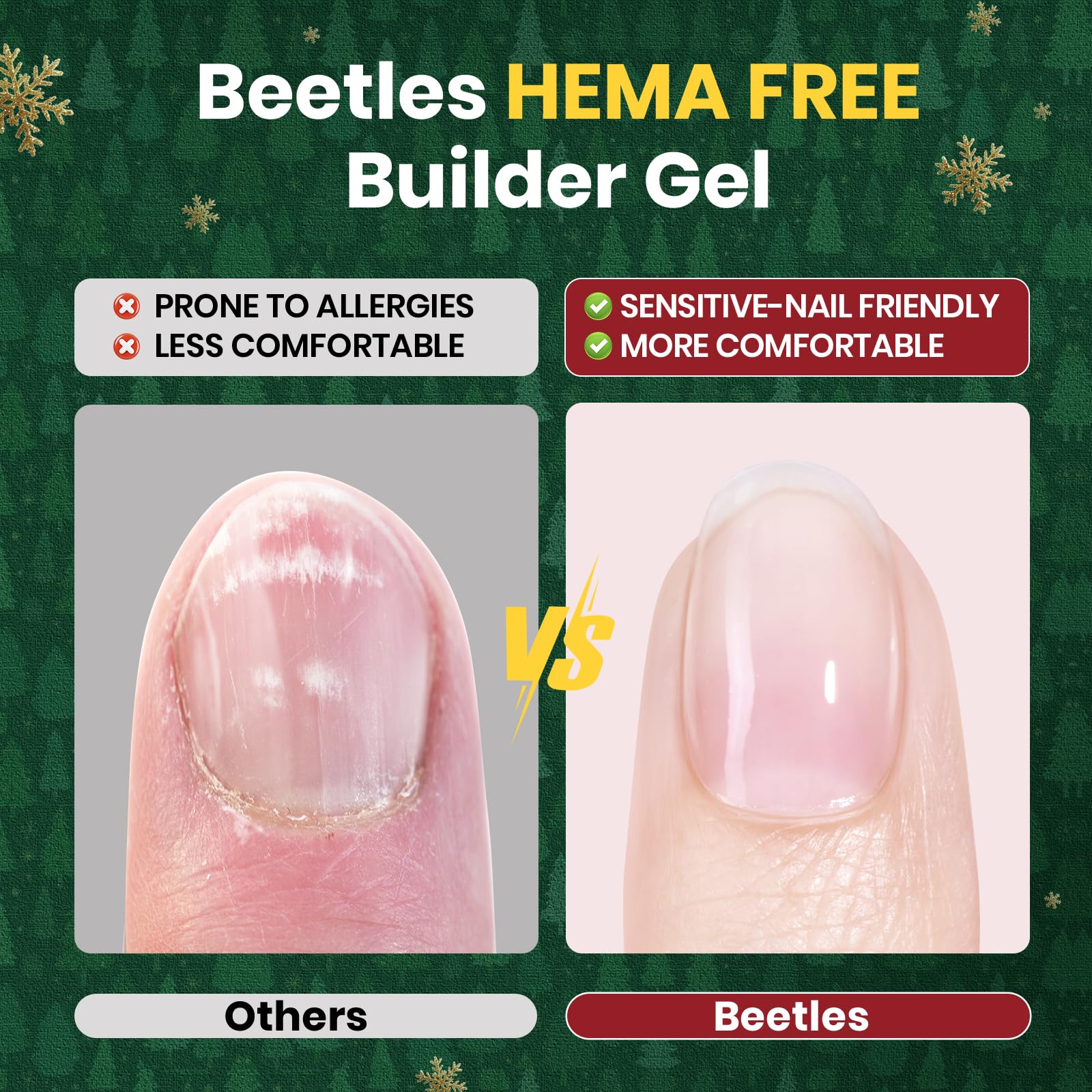 Beetles Christmas Builder Gel Kit HEMA Free-Enchanted Night 8 in 1 Nail Thickening Strengthening Building Apex