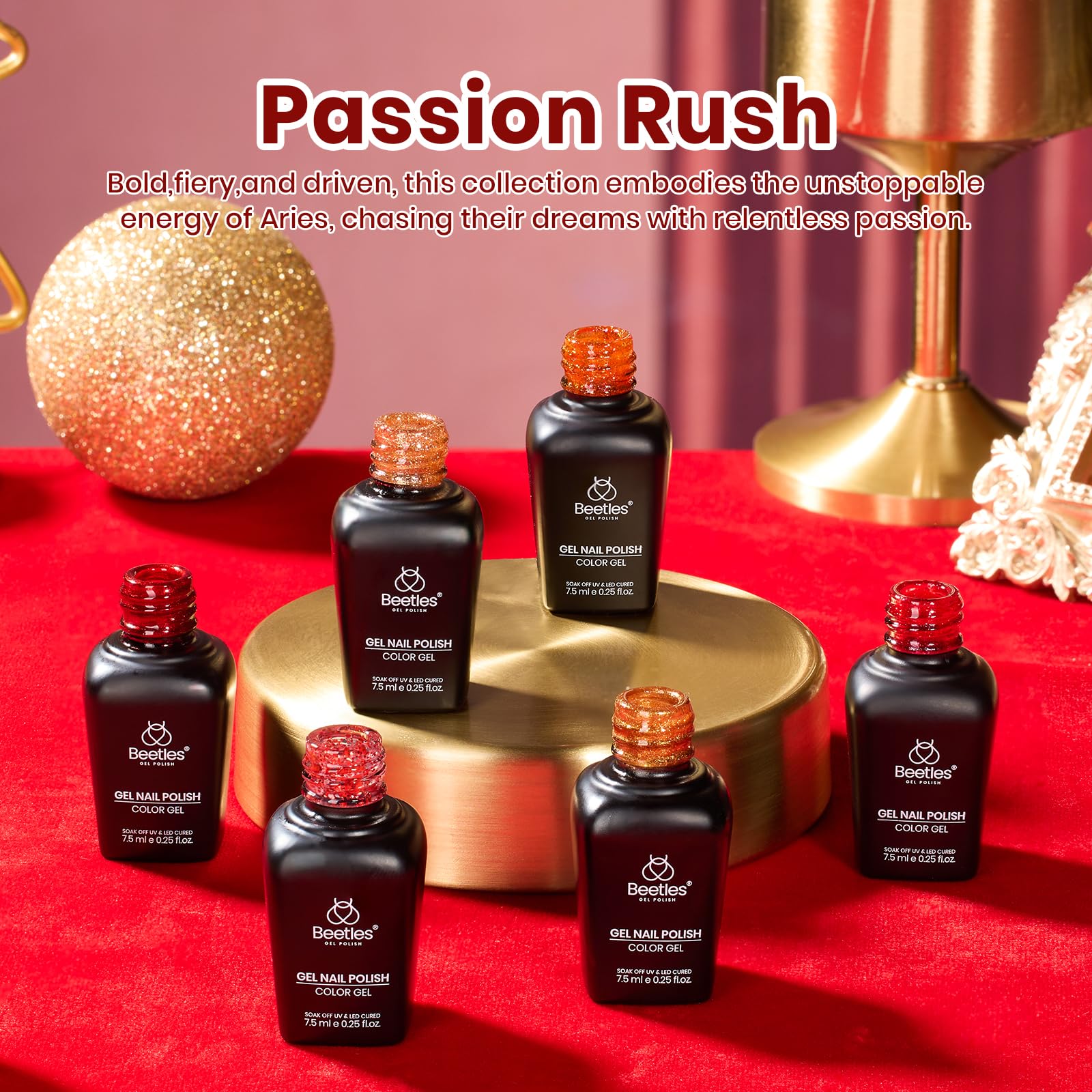 Passion Rush - 6 Colors Autumn Glitter Shimmer Gel Nails Polish Set