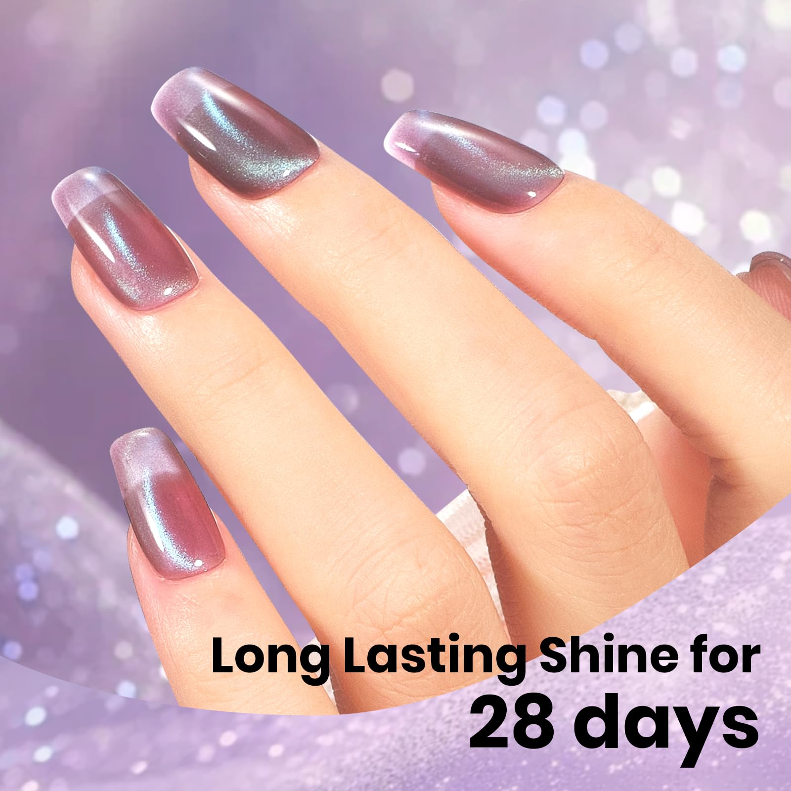 Beetles Lagoon’s Blush Purple Cat Eye Gel Nail Polish 15ML Magnetic Shimmer Effect