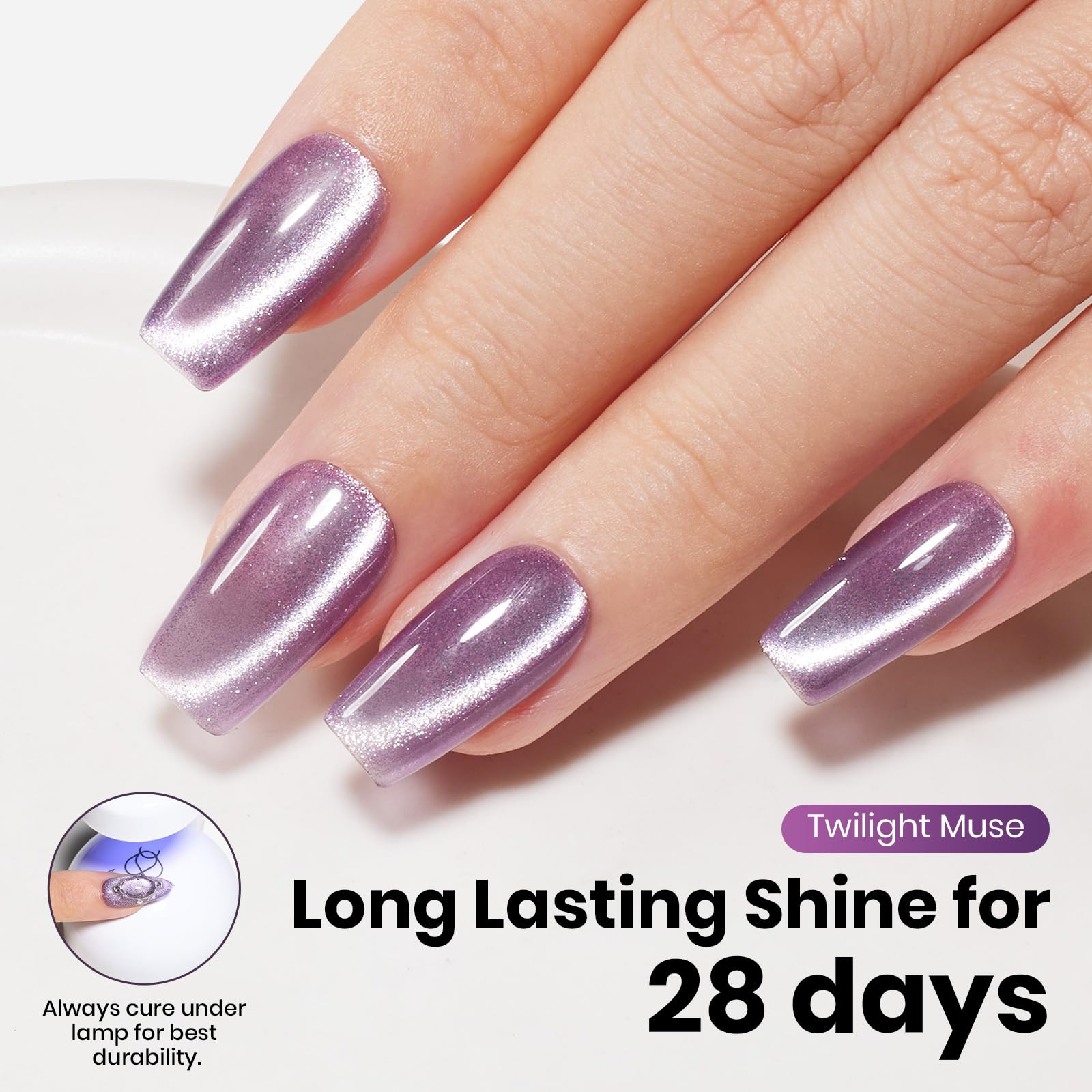 Beetles Twilight Muse Gel Nail Polish - 15ML Purple HEMA FREE Cat Eye Nail Polish