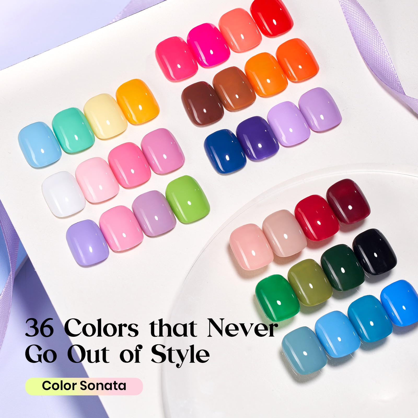Color Sonata - 36 Color Fall Yellow Brown Pink Red Gel Nail Polish Set