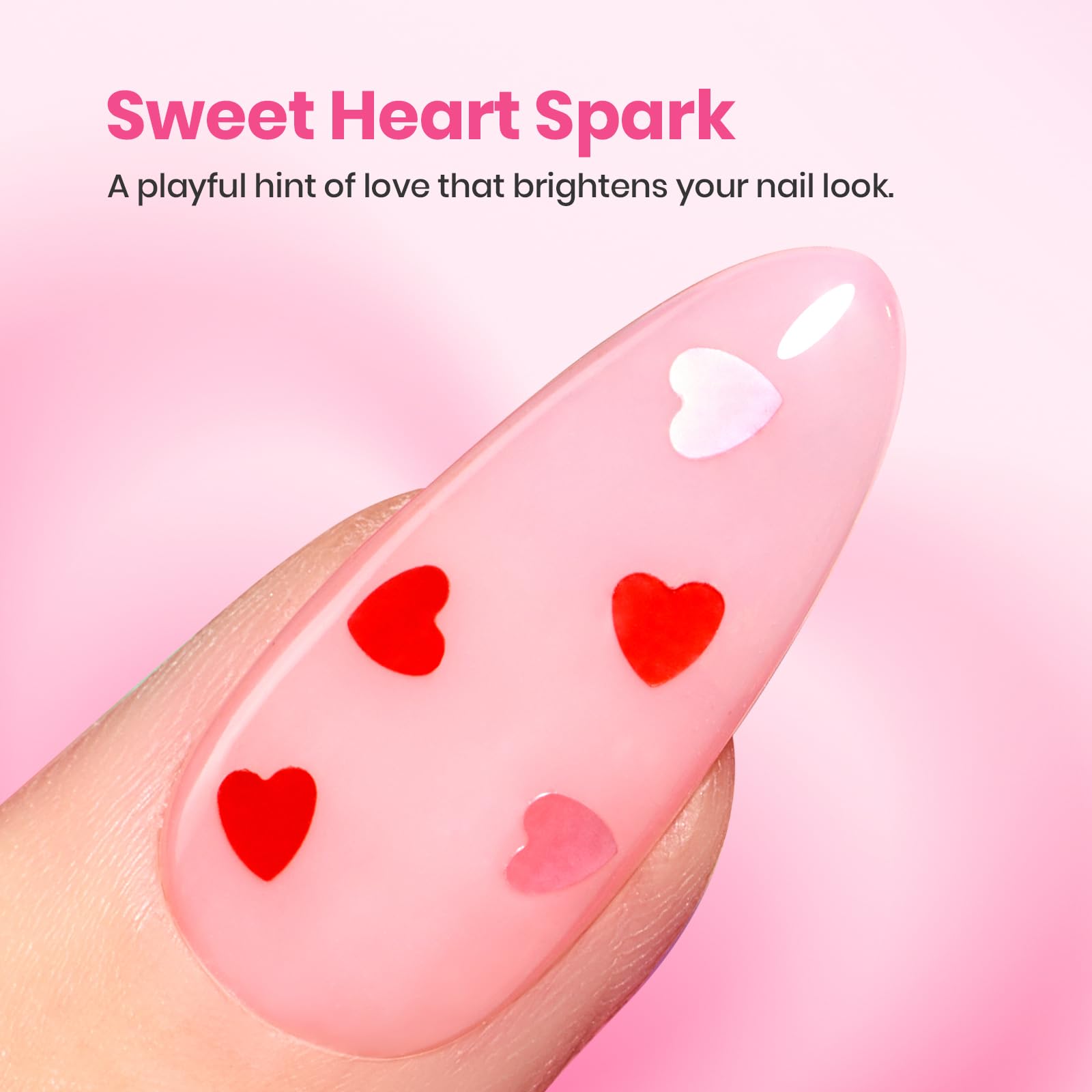 Beetles 15ml Glitter Top Coat - Valentine’s Limited Hema-Free Heart Confetti for Valentine Nails