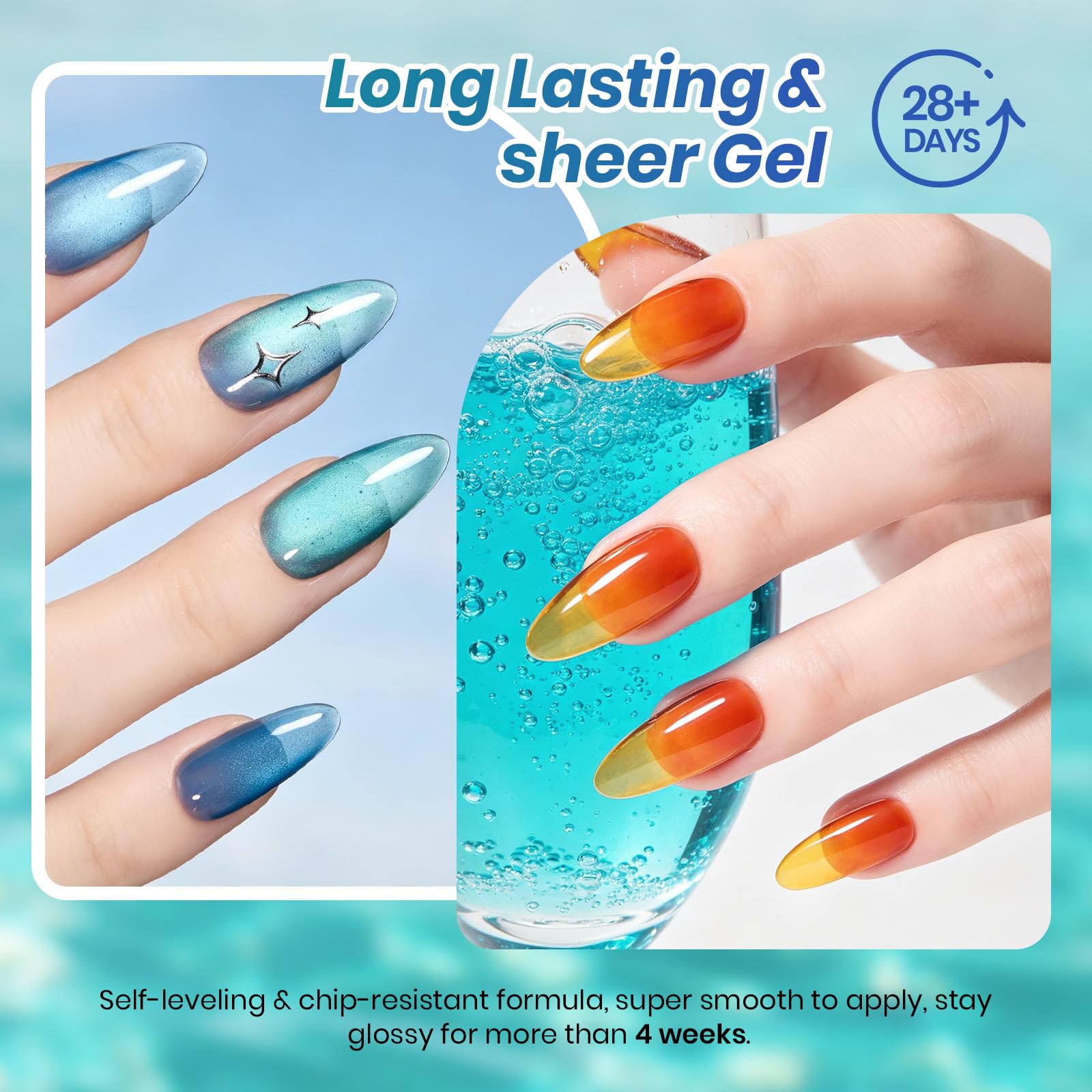 Beetles Luminous Cocktail 6 Colors Juicy Shine Jelly Gel Nail Polish Set