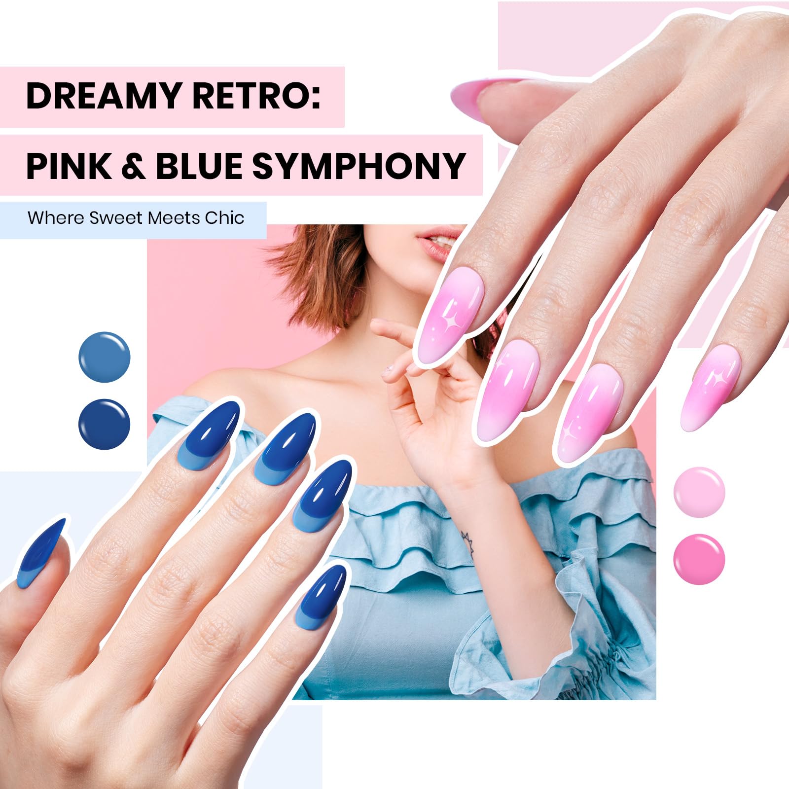 Exquisite Femininity| 60 Nail Gel Polish Summer Red Blue  Femininity 69 PCS