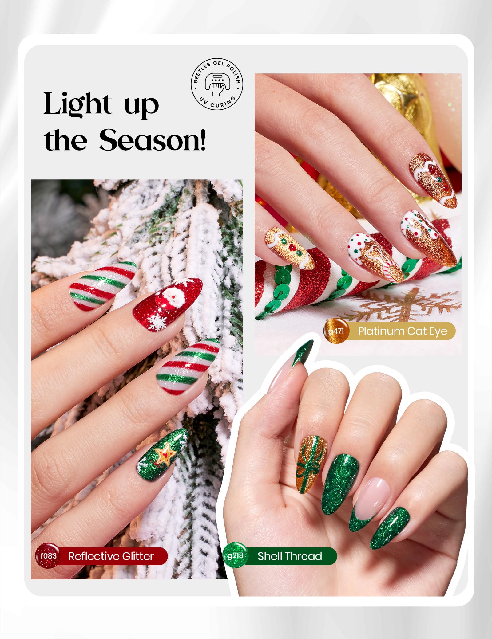 EVER NAIL　lumiere　クリスマス Beetles Gel Polish Merry Glitzmas 2026 Gift Box – Nail Art Set with Fe