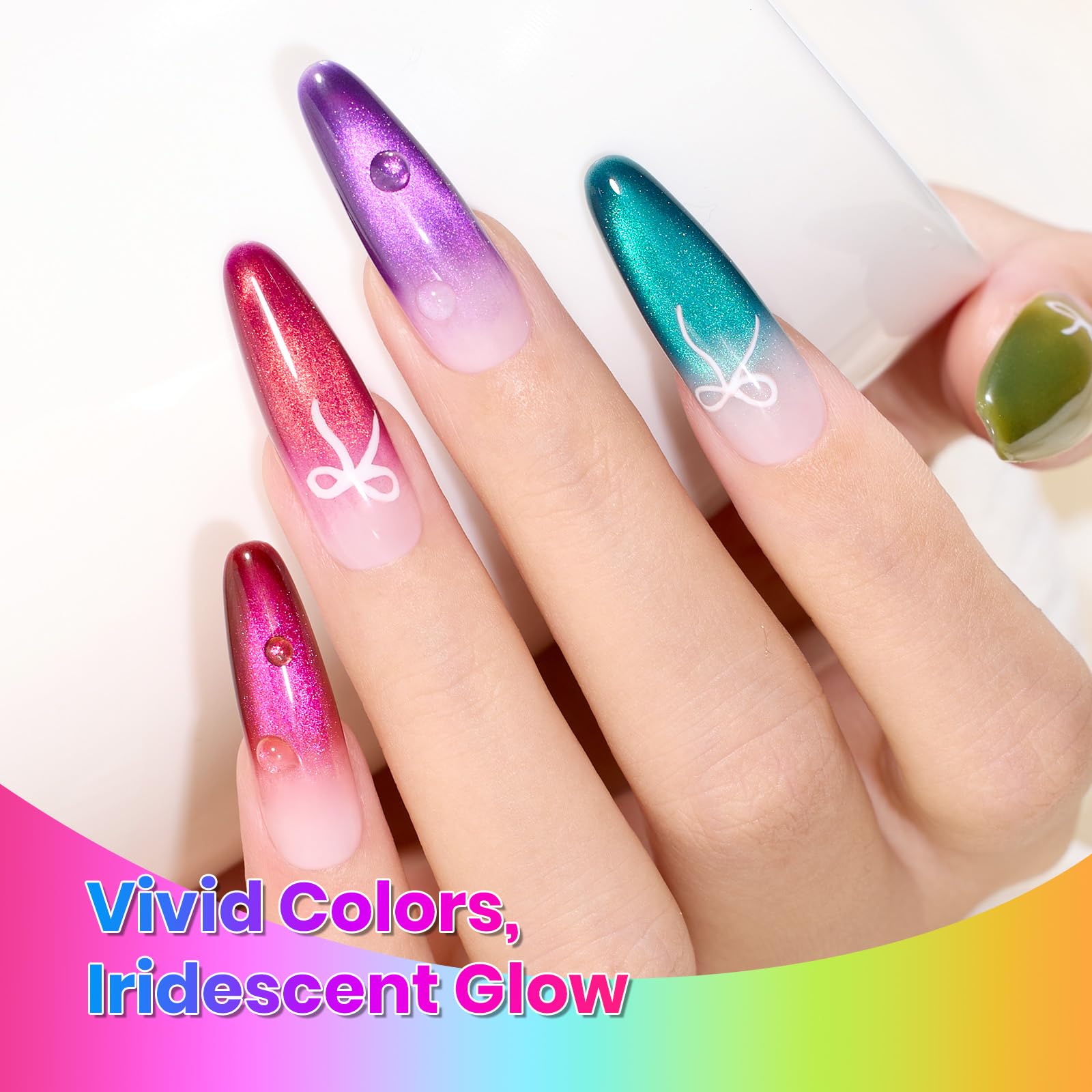 Beetles Gel Polish Fairy Prism Cat Eye Gel Nail Polish Set - 6 Colors Glitter Pink Purple Christmas Gel Nail Kit