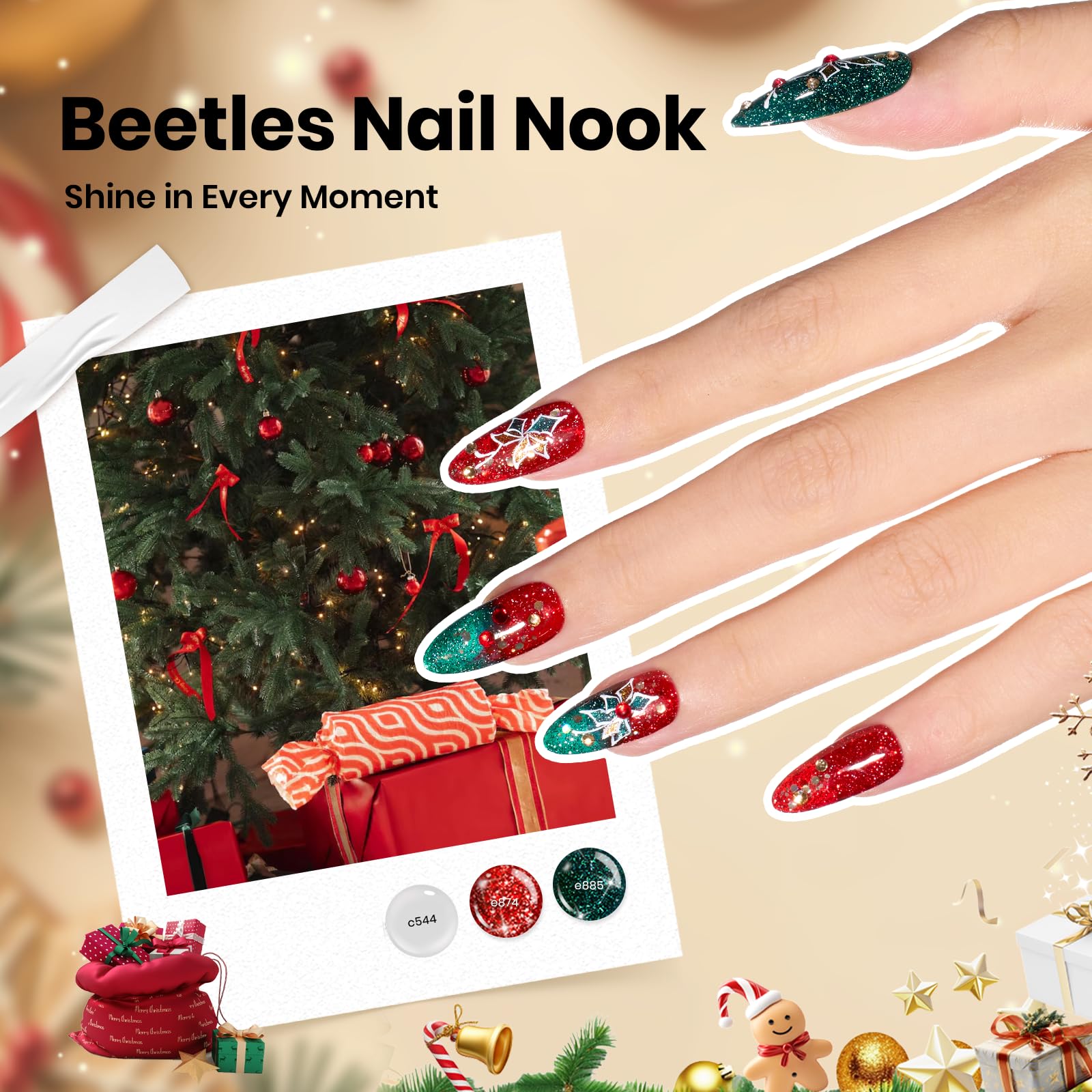 (Christmas Edition) Gift Set Nail Nook - 100 Colors 119PCS with Storage Bag Gel Polish Set for All Season