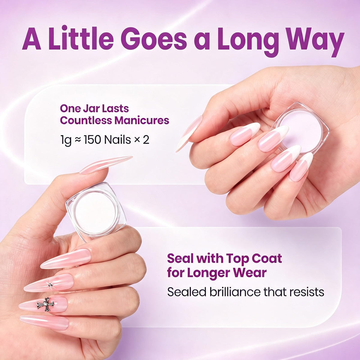 Beetles Chrome Nail Powder 2 Jars White Pearl and Purple Aurora