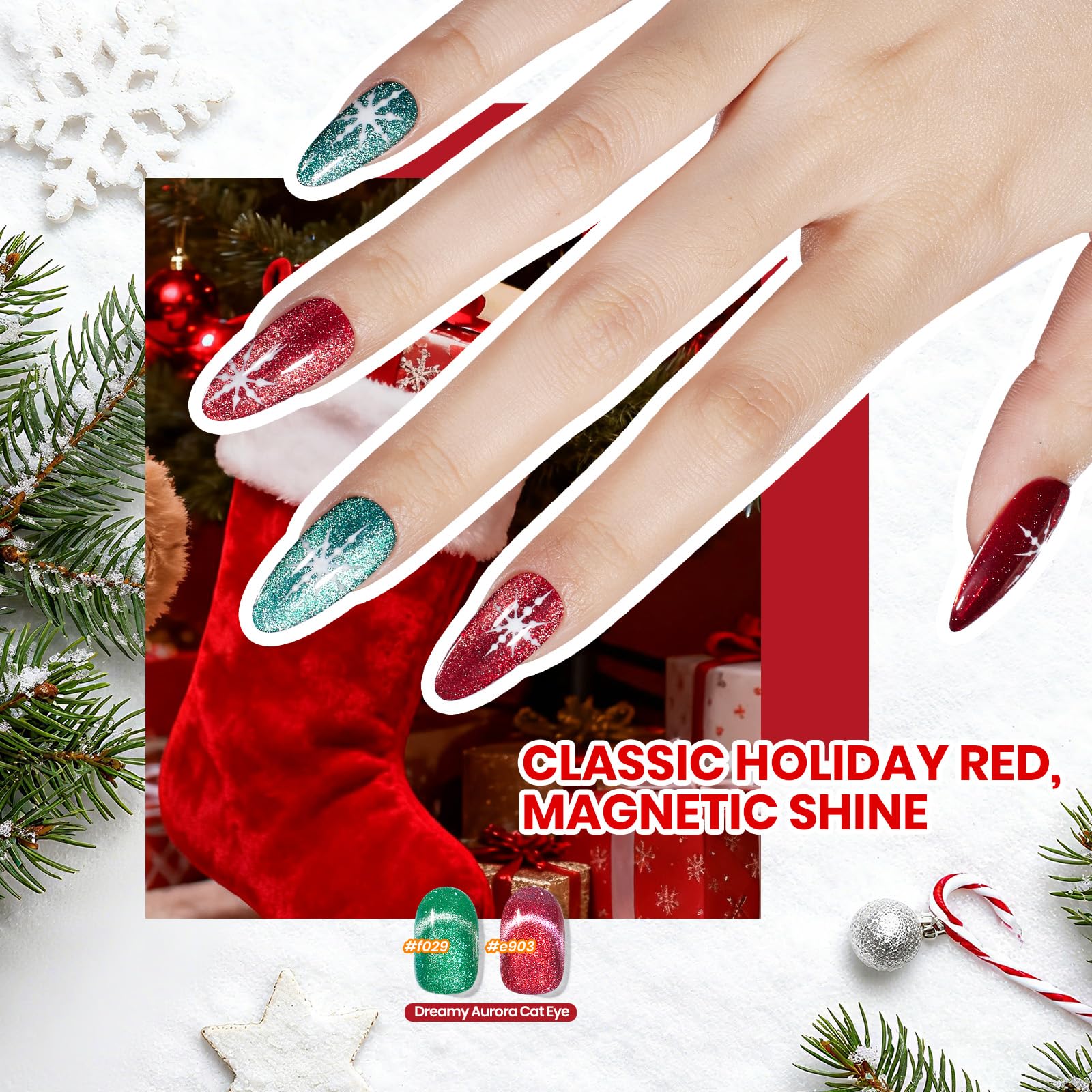 Beetles Gel Polish Stellar Sonata - 6 Colors Christmas Cat Eye Gel Nail Kit