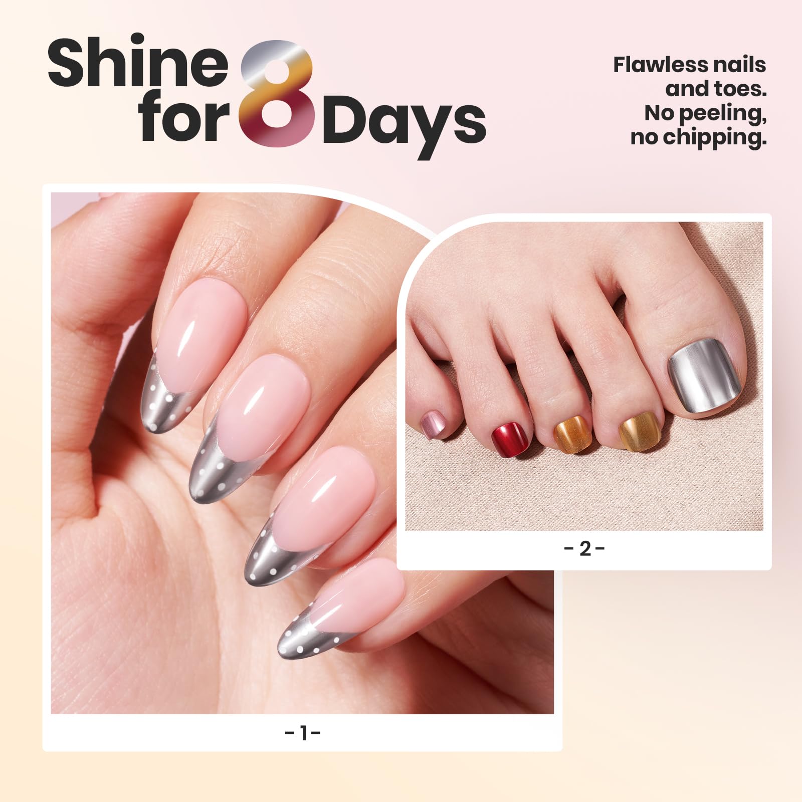 Beetles Mirror Nail Polish Set – Metallic Muse 6 Colors Quick-Drying & High Gloss Nail