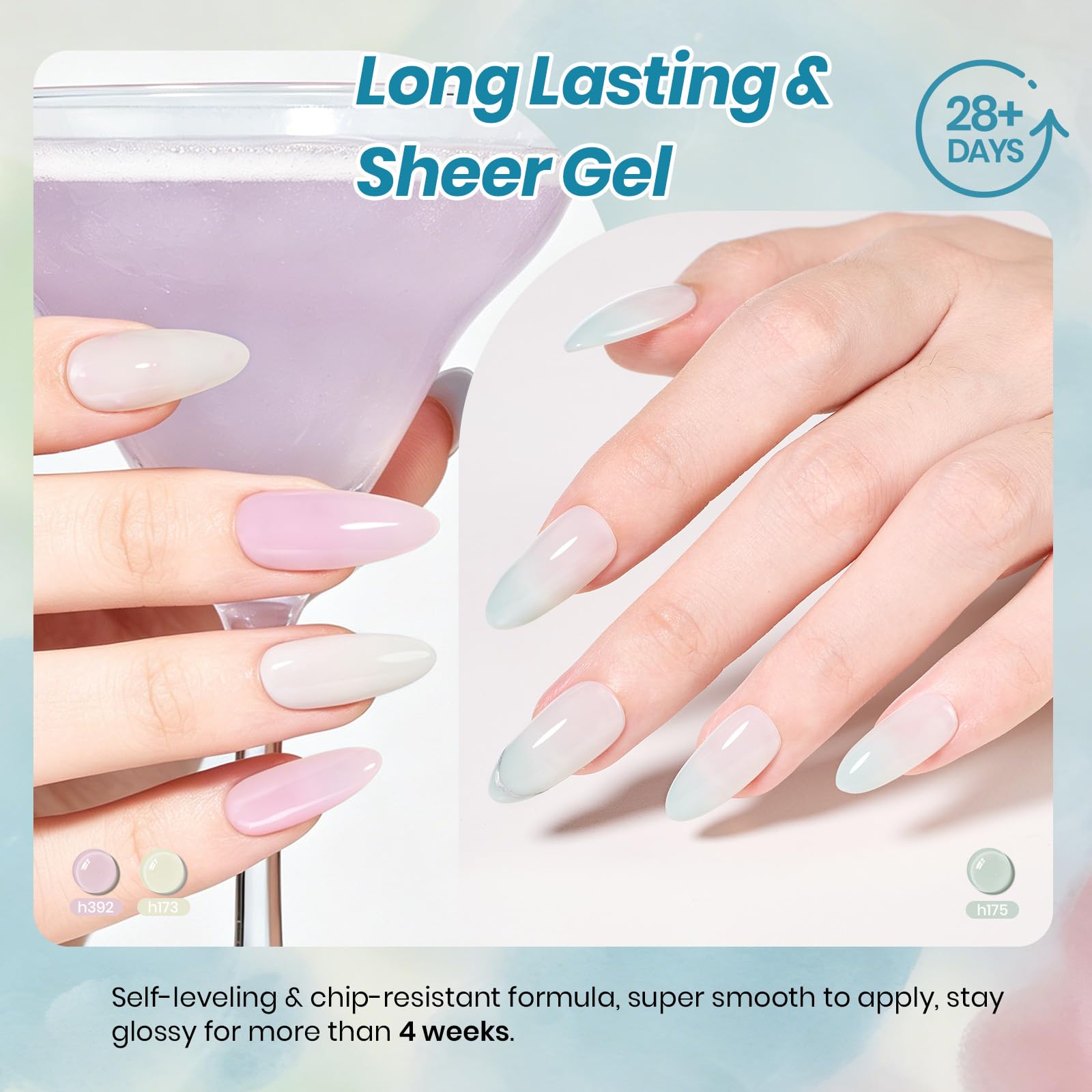 Beetles Juicy Shine Set 6 Colors Jelly Gel Nail Polish Kit Nude Pink Green Blue Summer Nails