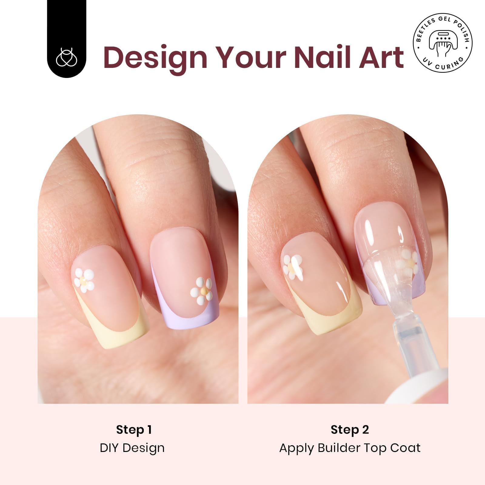 Gift Box Beetles Short Square X Press Plus-Lite Kit 7 Colors Pastel Spring French Tip