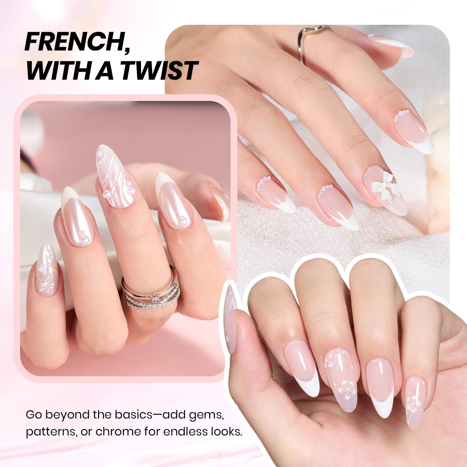 French Manicure Kit - White Nude Pink Gel Nail Polish