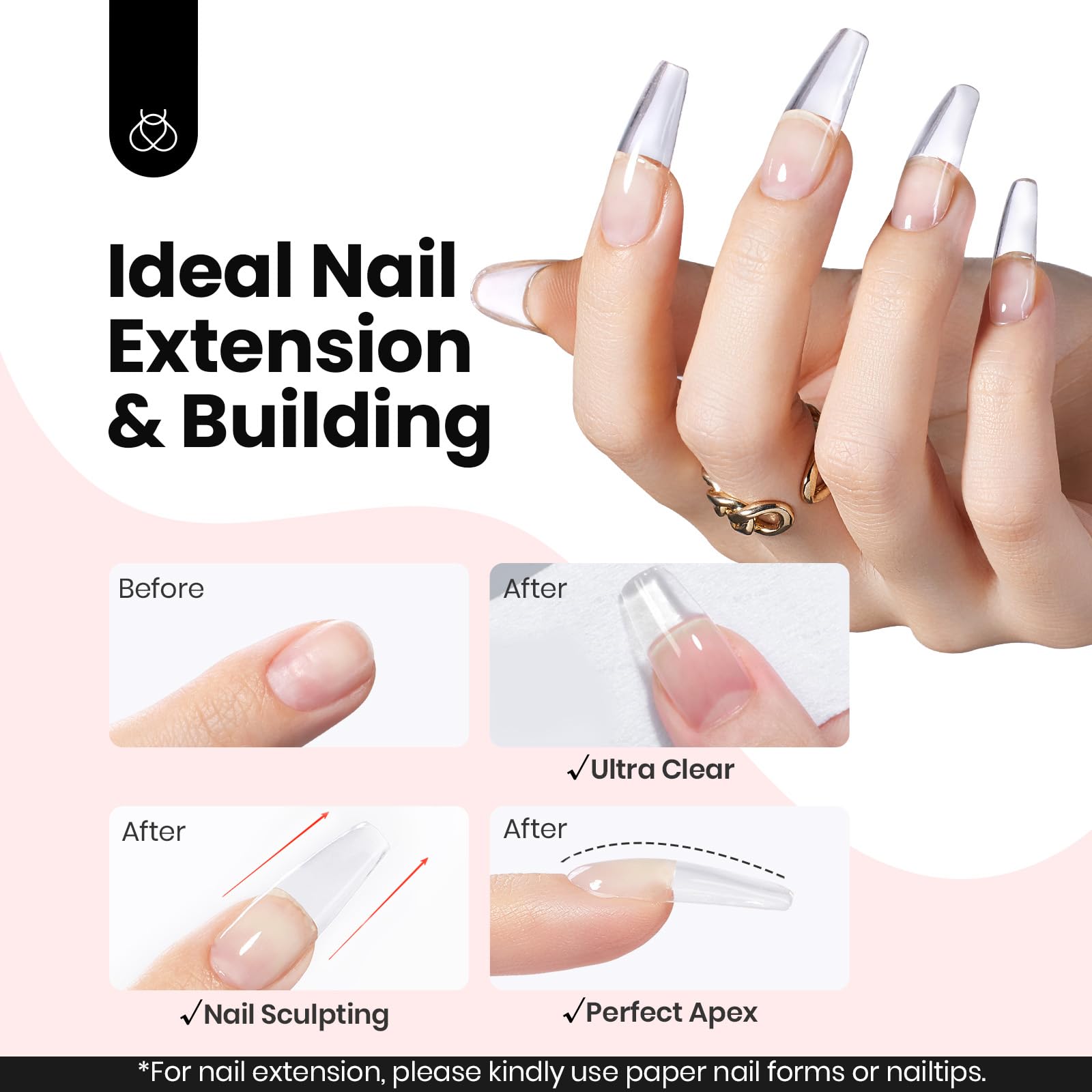 Beetles 9 IN 1 HEMA Free 2 Colors Hard Gel For Nail Extension & Nail with Flat Nail Brush High Hardness Nails