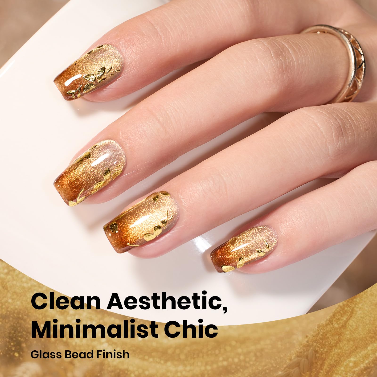 Beetles Gilded Lull Winter Nails Cat Eye Gel Nail Polish Set - 6 Colors Jelly Brown Purple SilverGlitter Gel Nail Kit