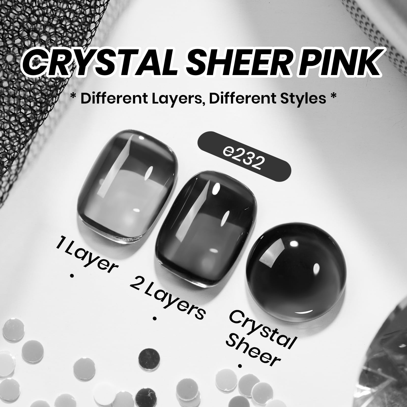 15ML Black Crystal Jelly Sheer Gel Nail Polish