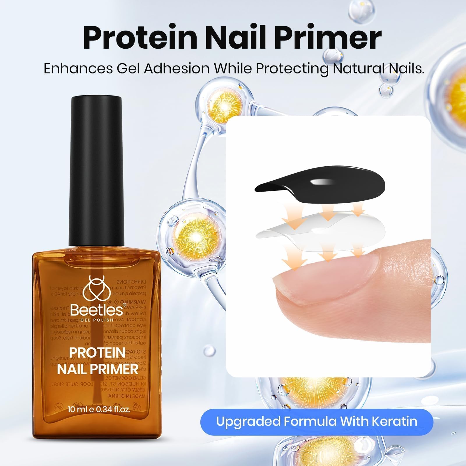 Beetles 3 Pcs Hema-Free Gel Nail Glue Nail Dehydrator and Primer Kit