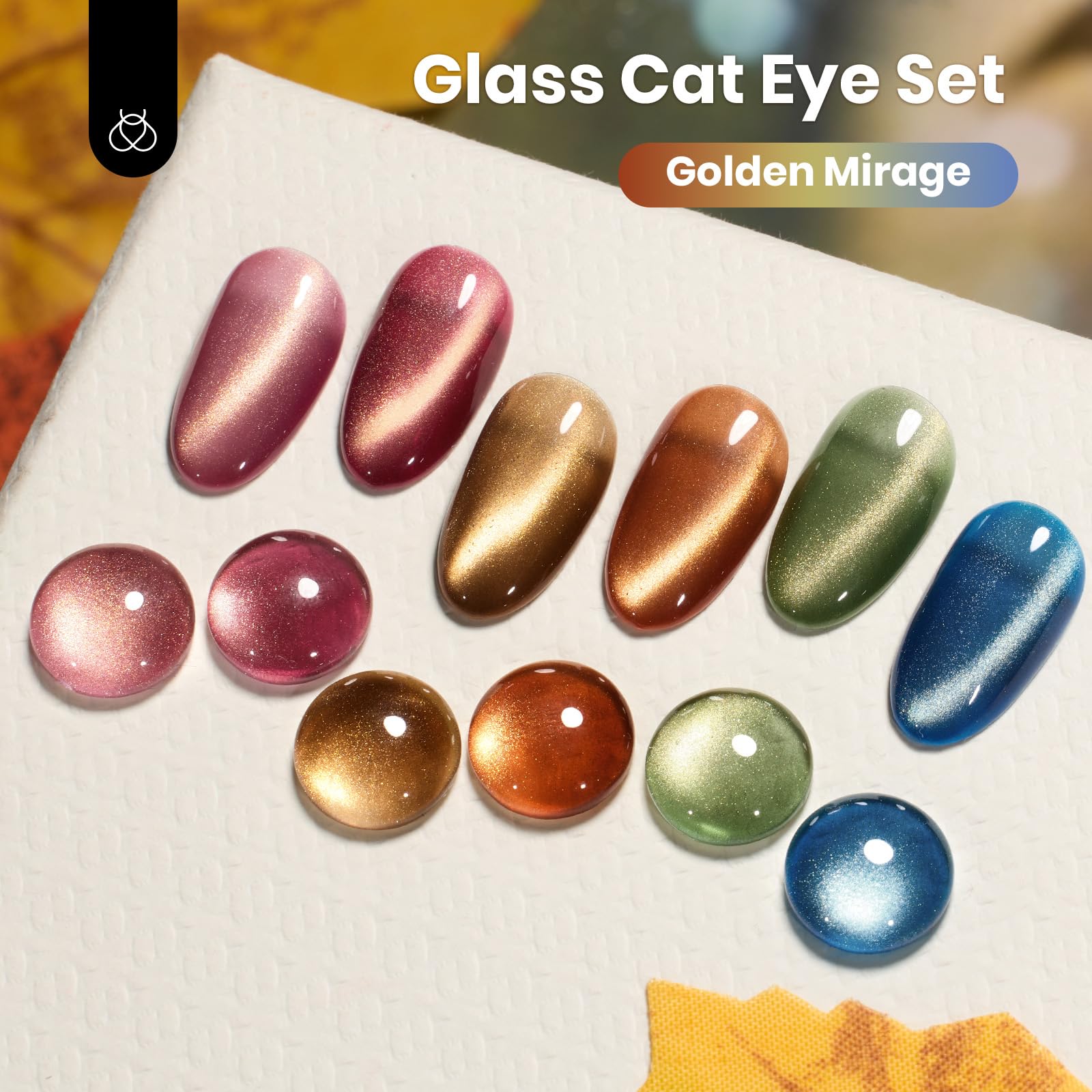 Golden Mirage 6 Colors Cat Eye Gel Glitter Magnetic Fall Gel Polish Kit