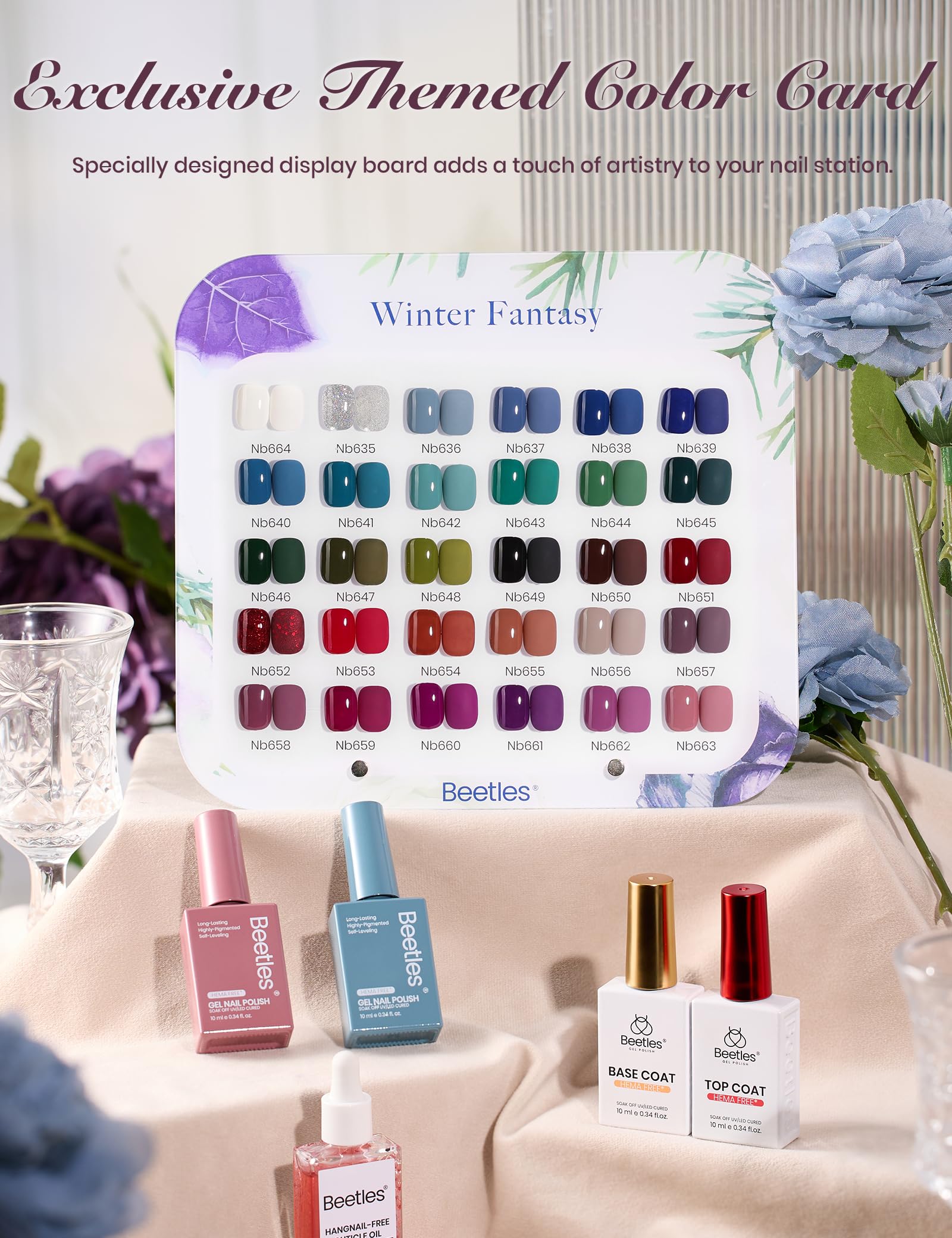 Beetles Gel Polish Christmas Gift Winter Fantasy - 30 Gel Colors Set with Top and Base Coat (15ml/Each)