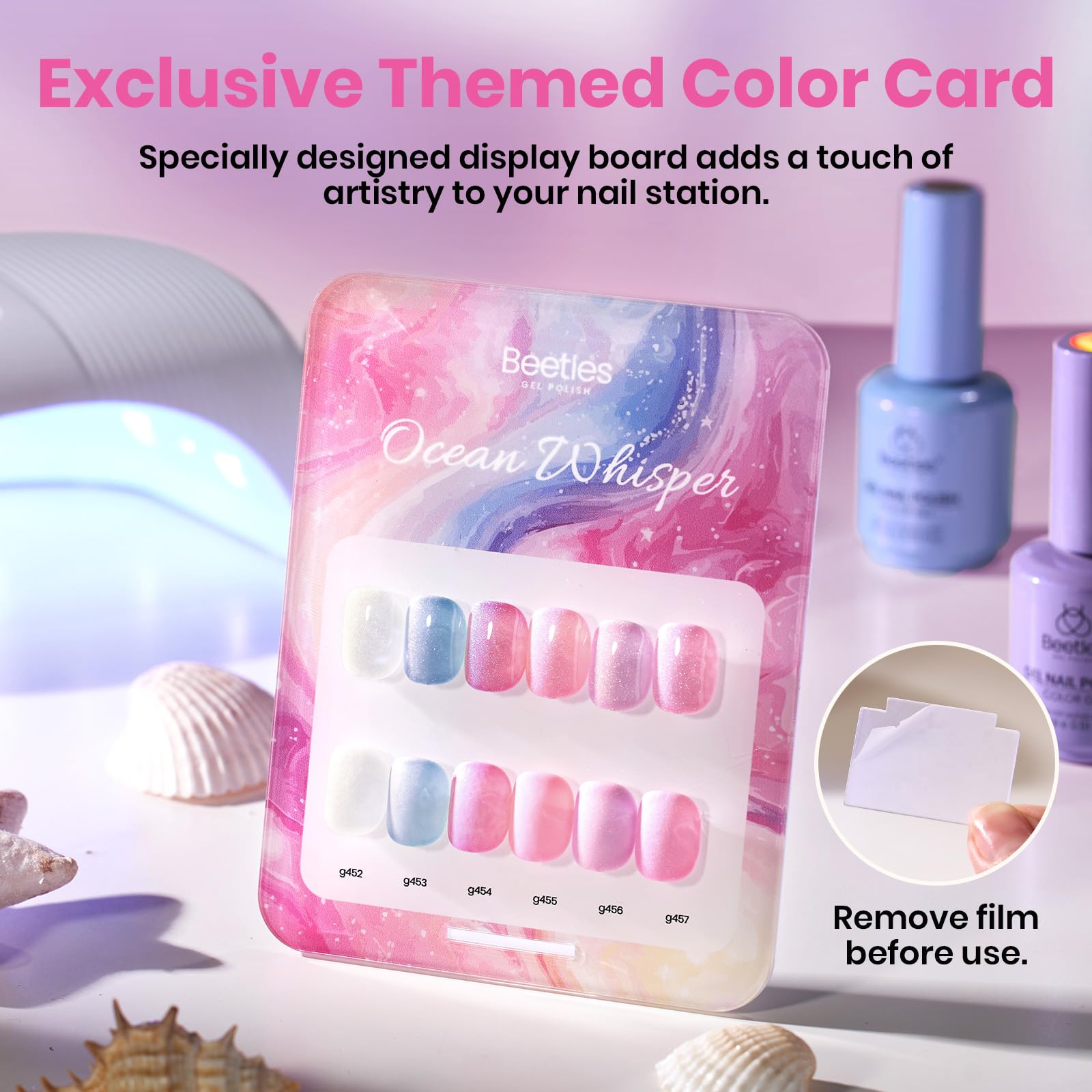 Beetles Pearl Gel Polish Set Ocean Whisper Collection - 15ml Shimmer White Pink Purple Mermaid Nail