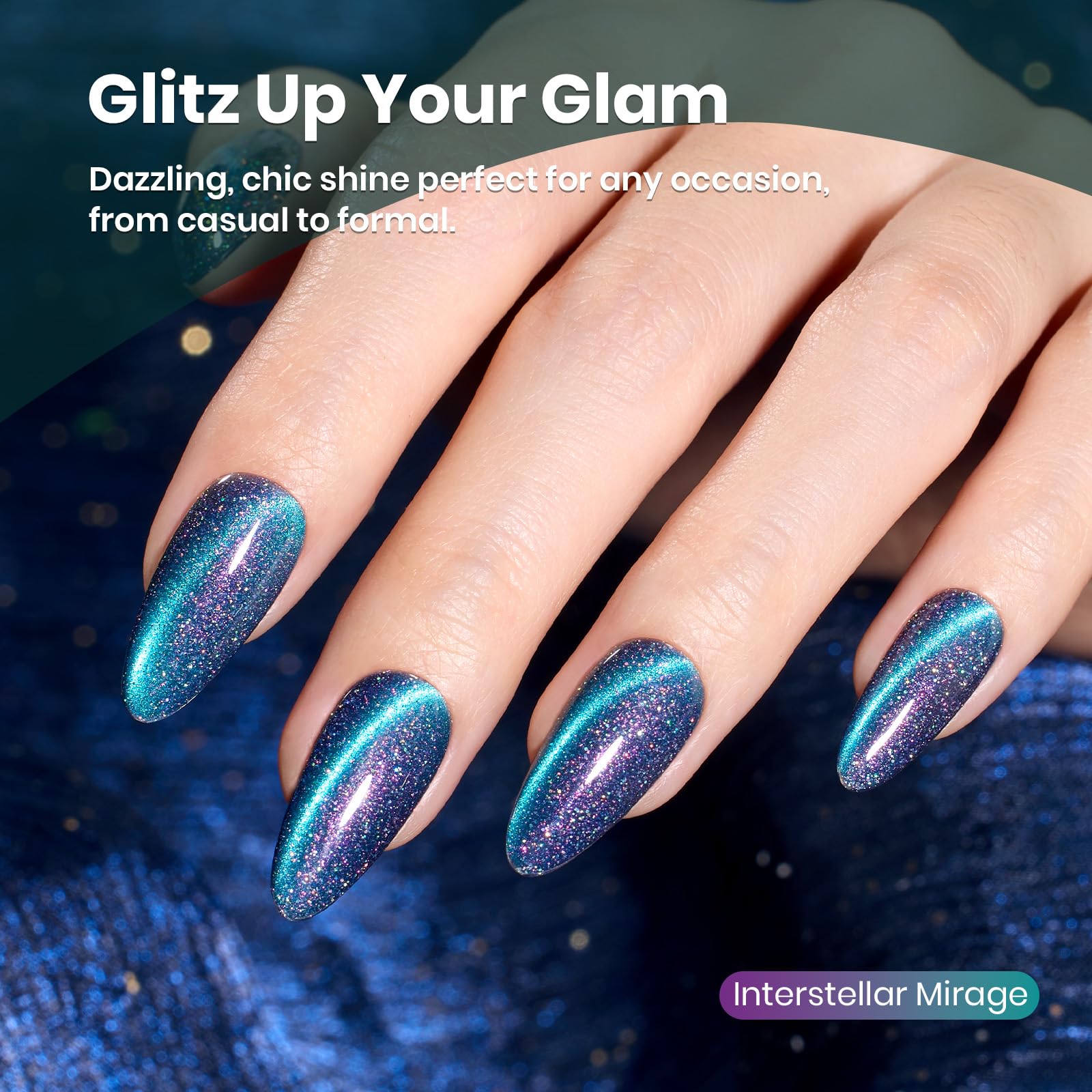 Beetles Interstellar Mirage Blue Purple Cat Eye Gel Nail Polish