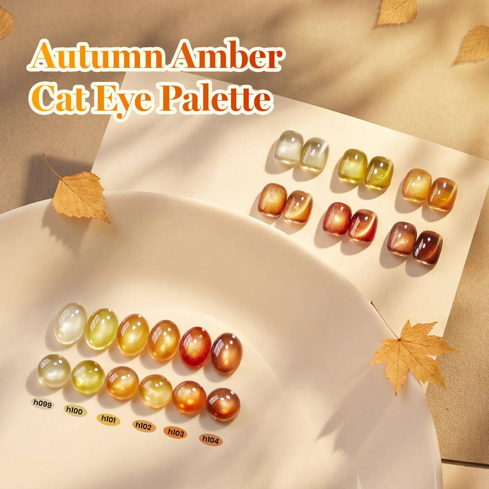 Beetles Gel Nail Polish Falling Gold 6 Colors 15ML Gold Brown Orange Cat Eye Glitter Gel Polish Kit