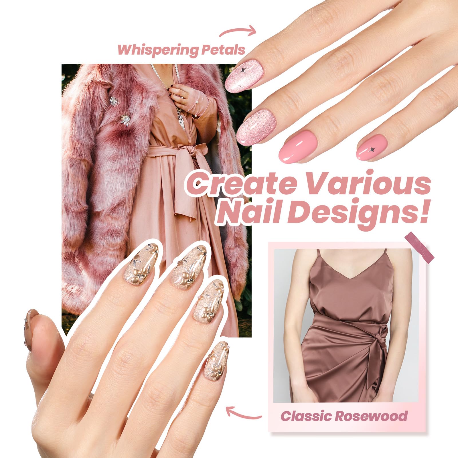 Dust Rose - 4 Colors Pink Champagne Cat Eye Gel Nail Kit