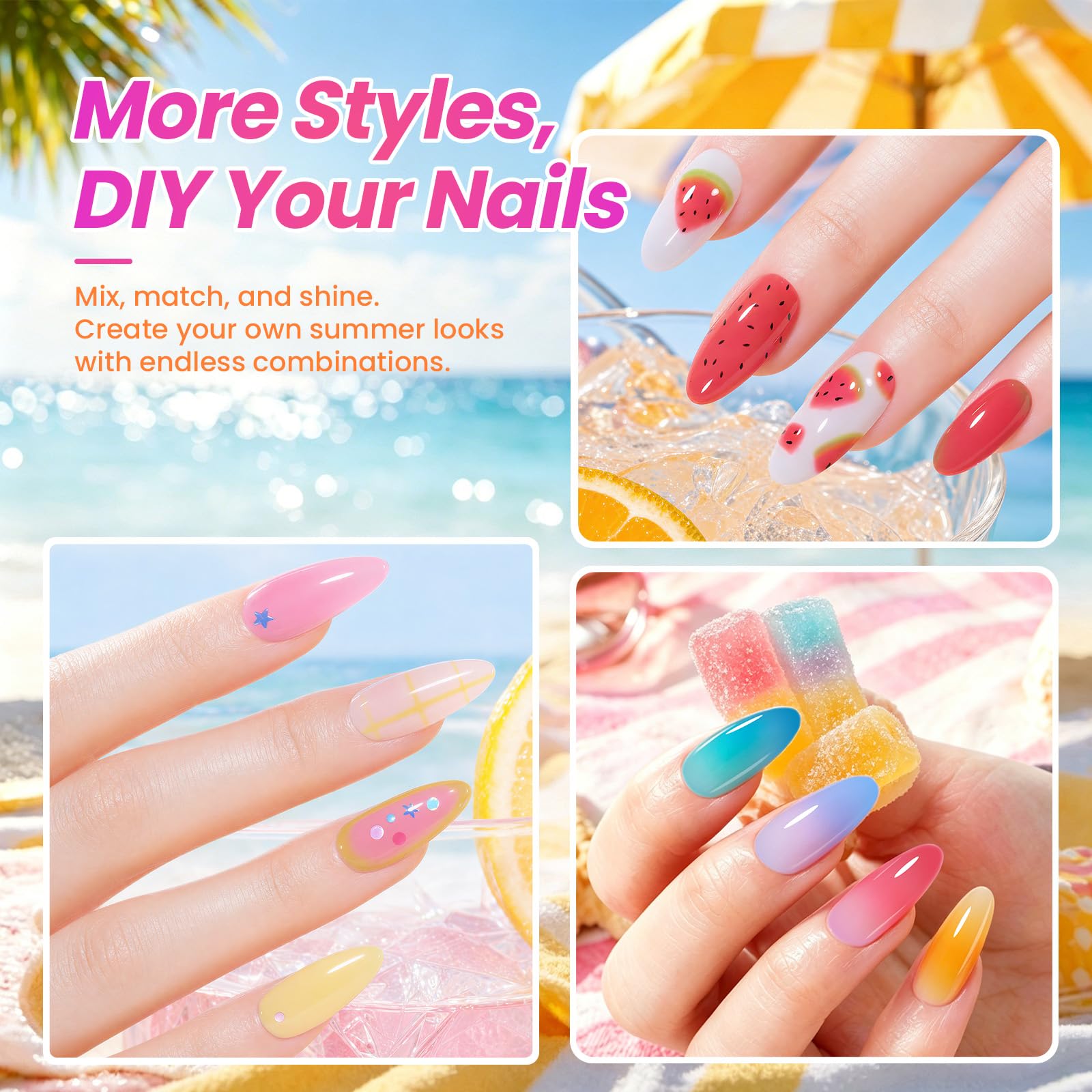 Beetles Neon Jelly-Like Summer 20 Colors Summer Gel Polsih Kit Nail Art