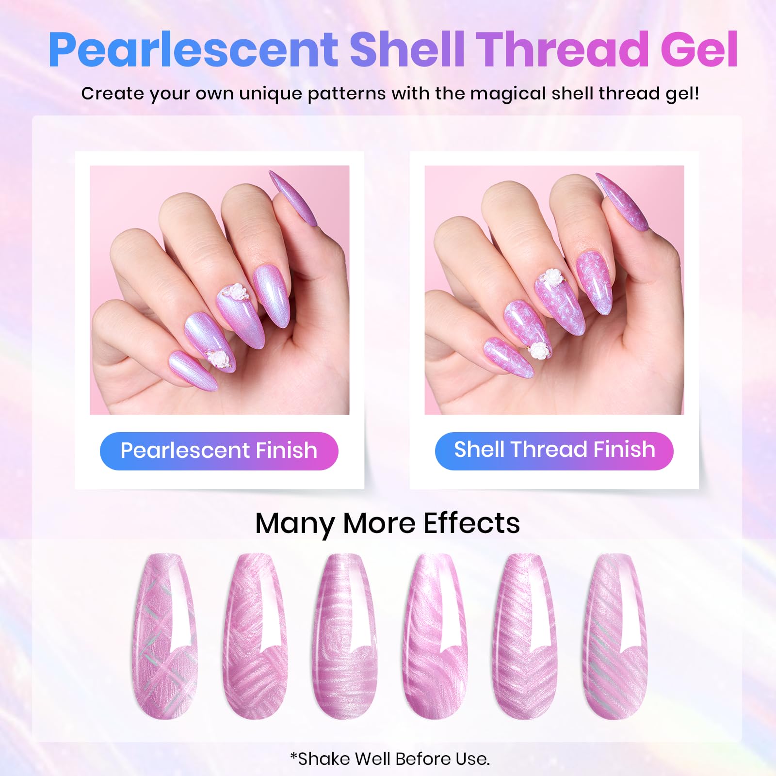 Beetles Shell Thread Gel Nail Polish Set - Stay Shining Pearly Swirl Shade Set