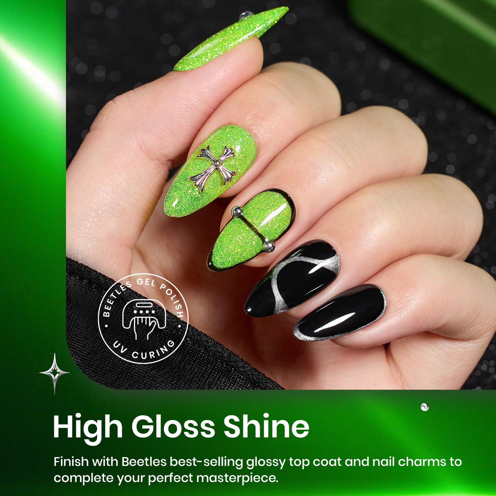 Brat Tribe - 6 Colors Fall Glitter Halloween Neon Green Gel Nail Polish Set