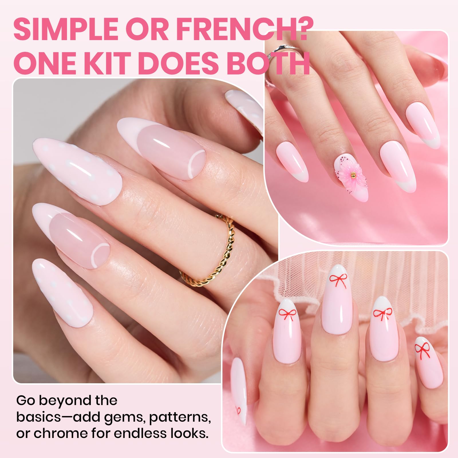 Beetles French Tip Gel Polish - Blush Moonlight 15ML with French Tip Stickers Hema Free