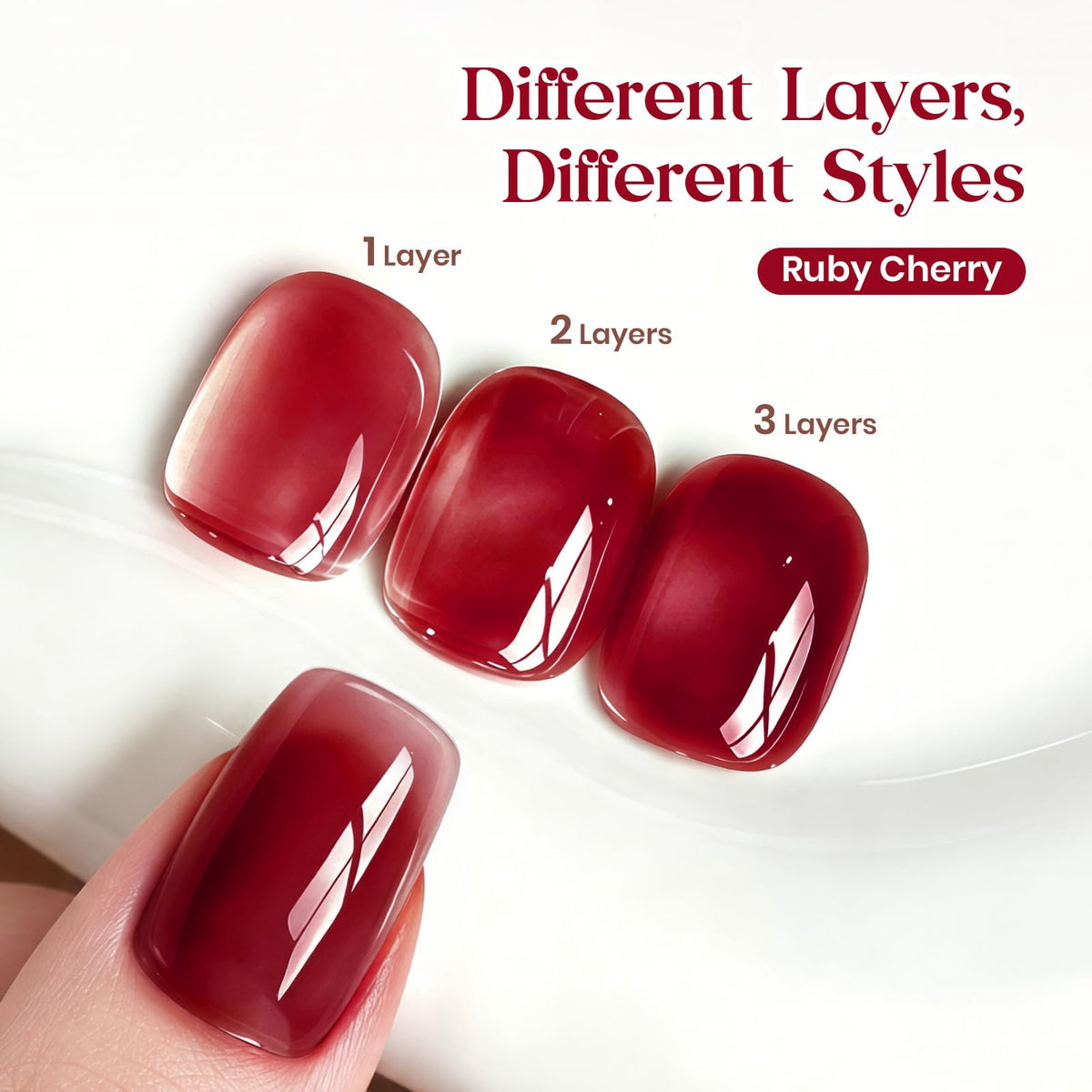 Beetles Ruby Cherry Jelly Red Gel Nail Polish 15ML Full Size Neutral Sheer