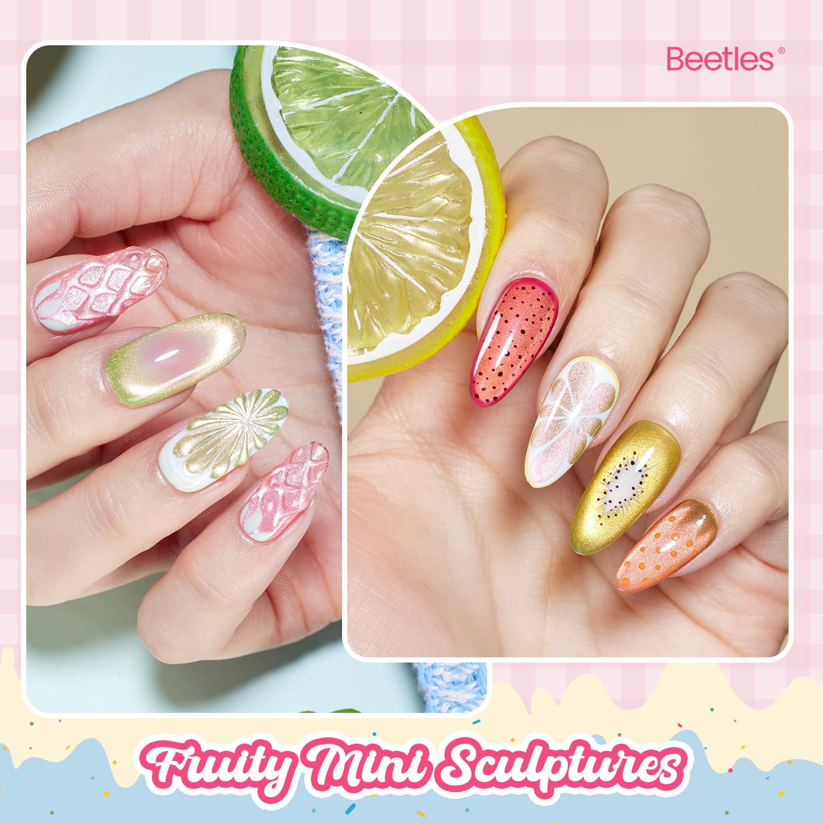 Beetles Fruit Magnet Cat Eye Gel Nail Polish Set - Nails 6 Colors