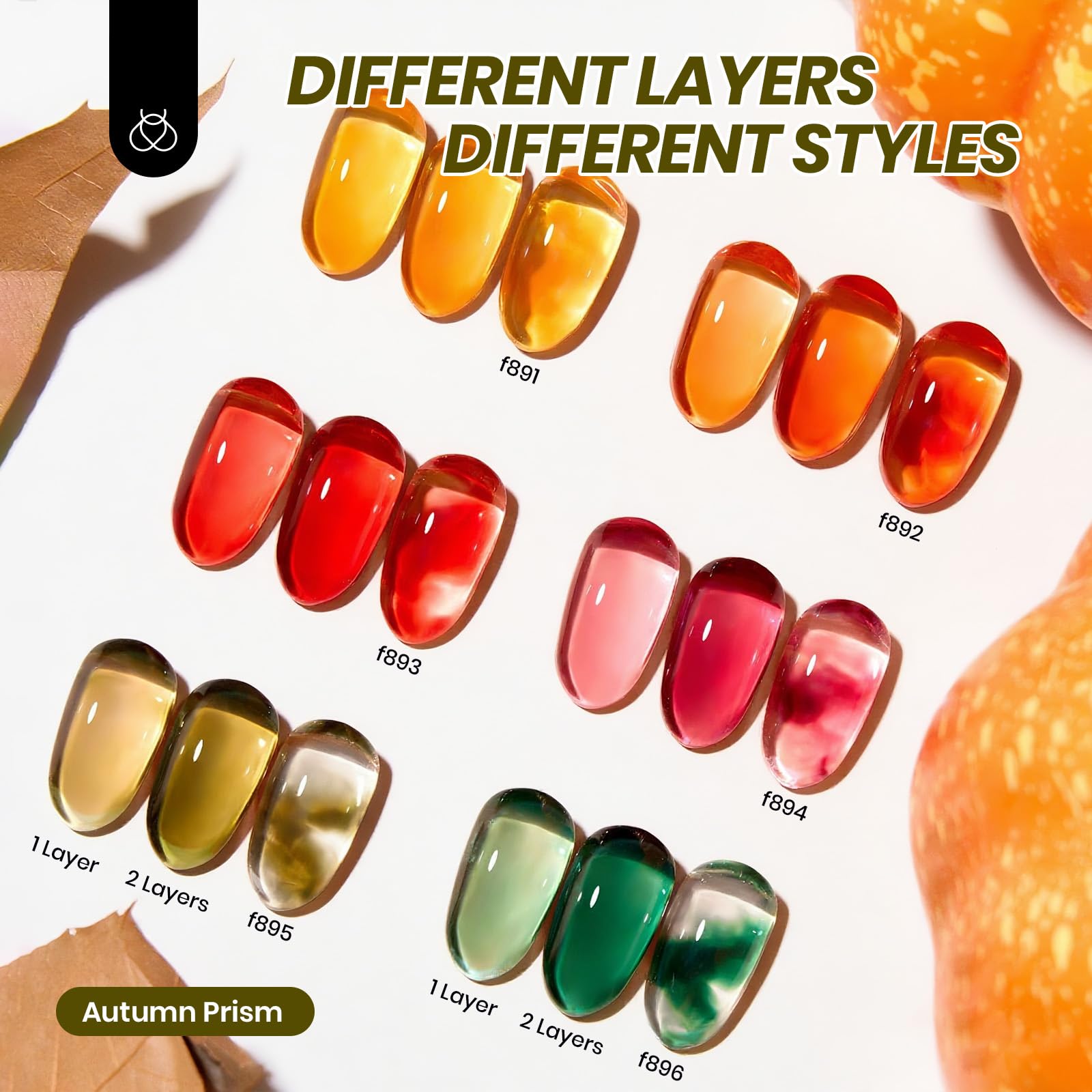 Long Lasting Sheer Glow - 6 Colors Gel Nail Polish Set