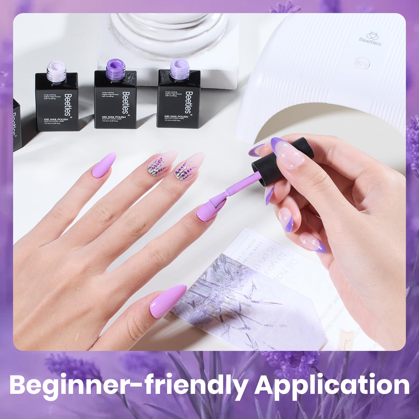 Violet Letter -  6 Colors Light and Dark Purple Colors Gel Nail Set Polish