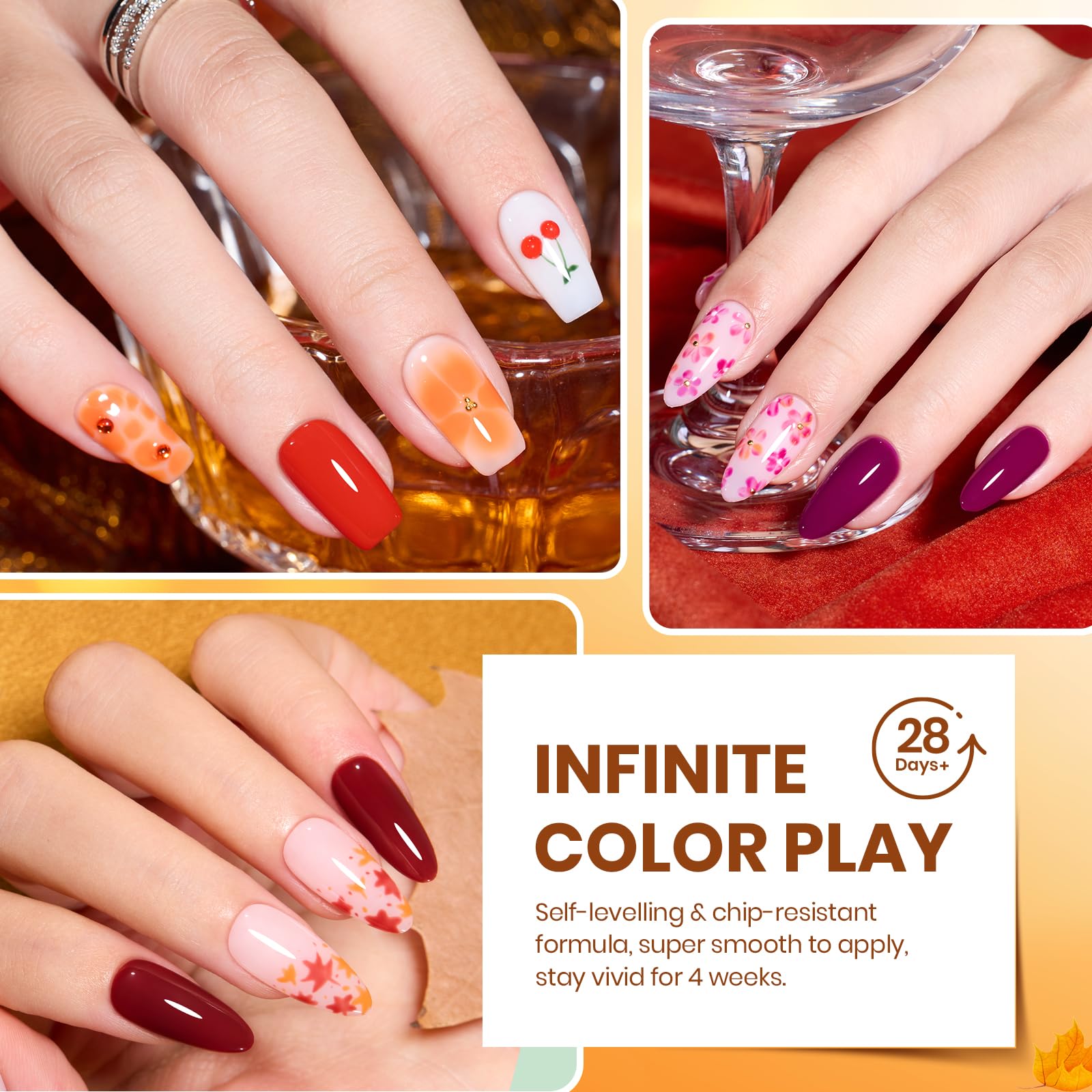 Autumn Aura- 20 Colors Yellow Orange Brown Red Purple Cat Eye Gel Nail Polish Set