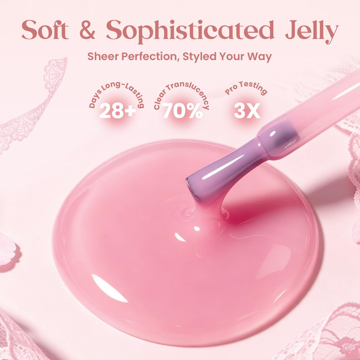 Beetles Nude Pink Gel Nail Polish Sakura Sparkle 15ML Neutral Jelly Pink
