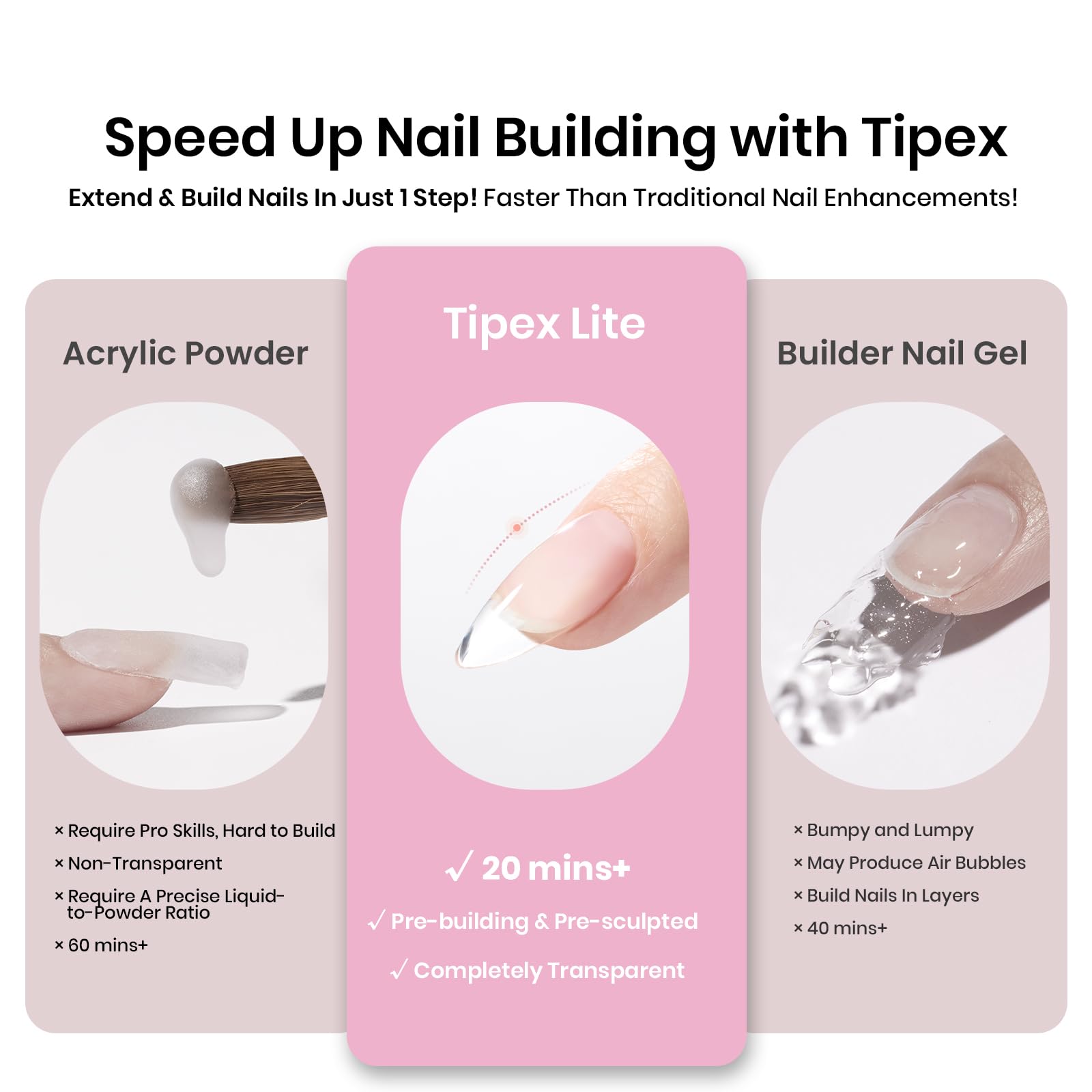 Beetles Tipex Lite Apex Nail Tips - Almond Medium 512pcs 16 Sizes