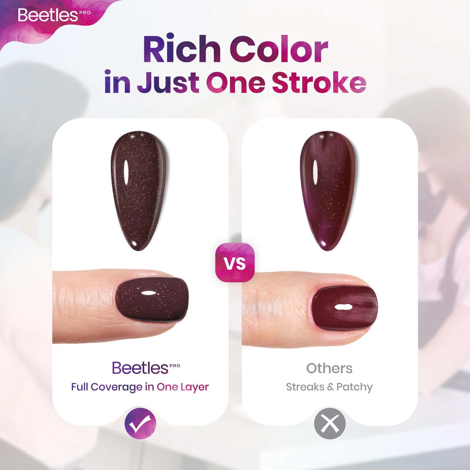 Beetles Pro Brown Gel Polish - Delusional Confidence Dark Brown Color 20ML Shimmer Gel Polish
