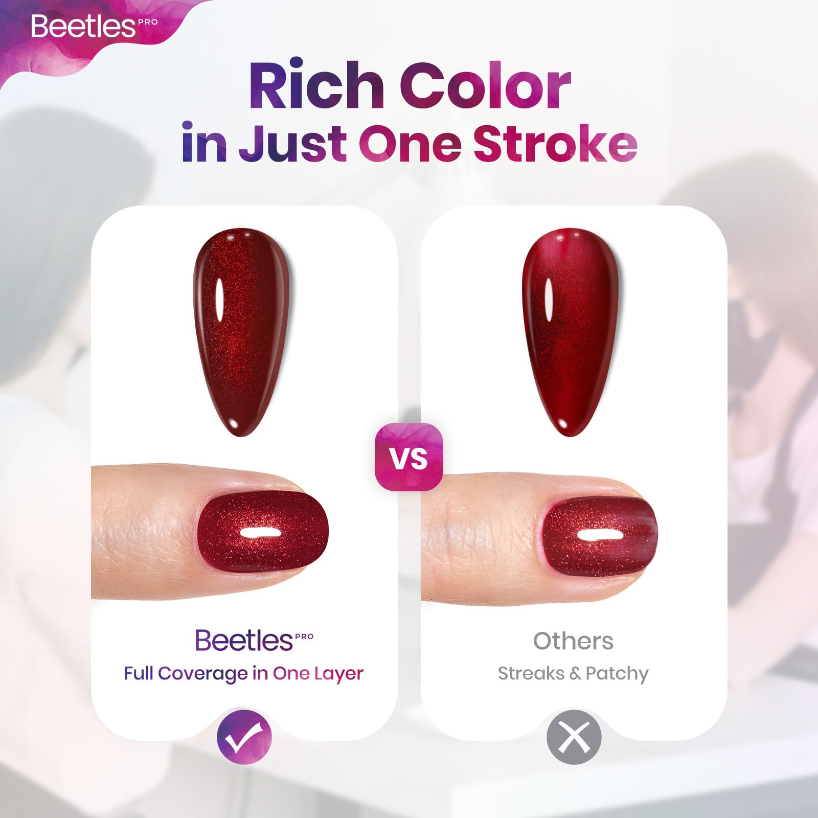 Beetles Pro Red Gel Polish - Drama Fix Cherry Red Color 20ML Glitter Gel Polish