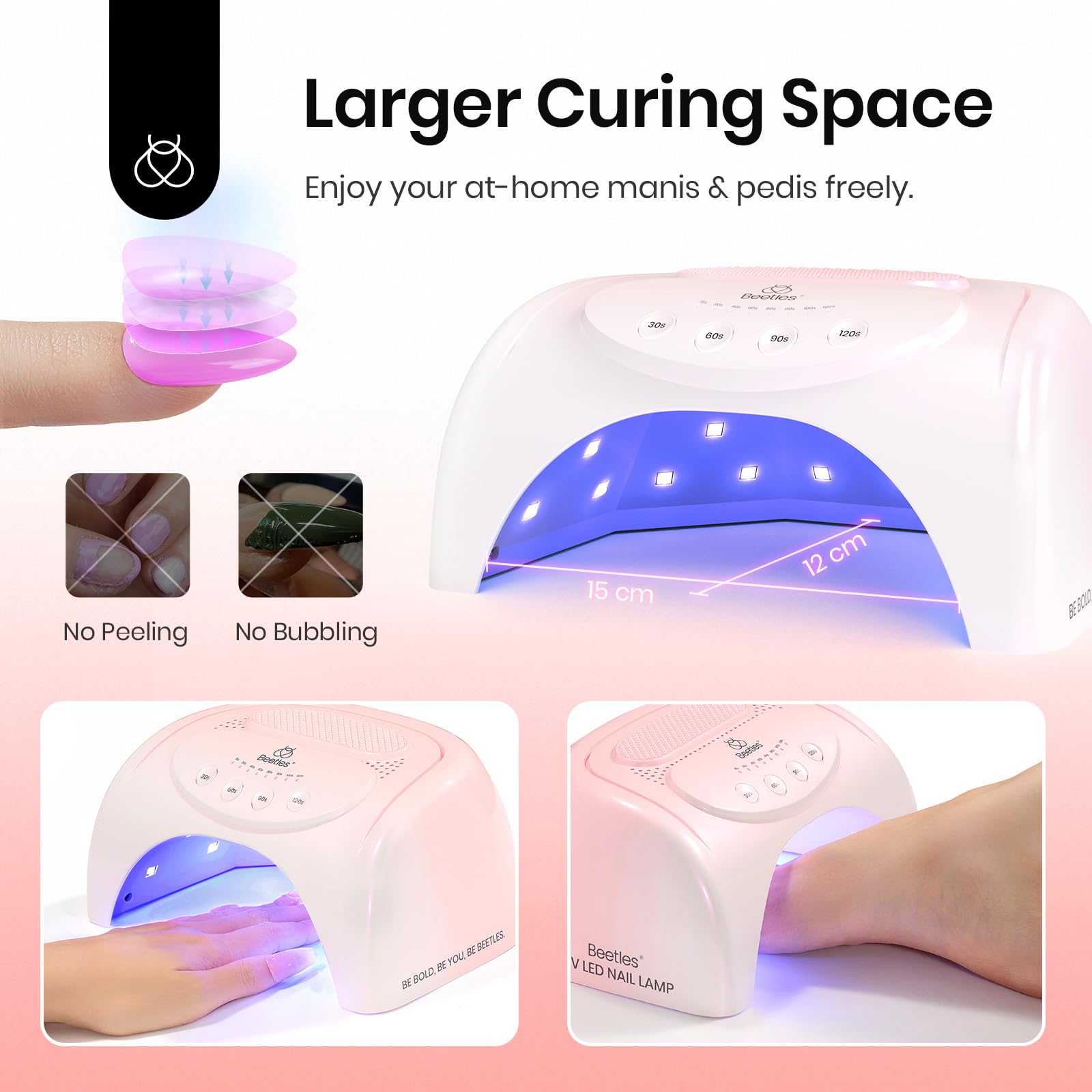24W Pink UV LED Nail Lamp with 30 Beads 4 Timers Nail Dryer Smart Sensor
