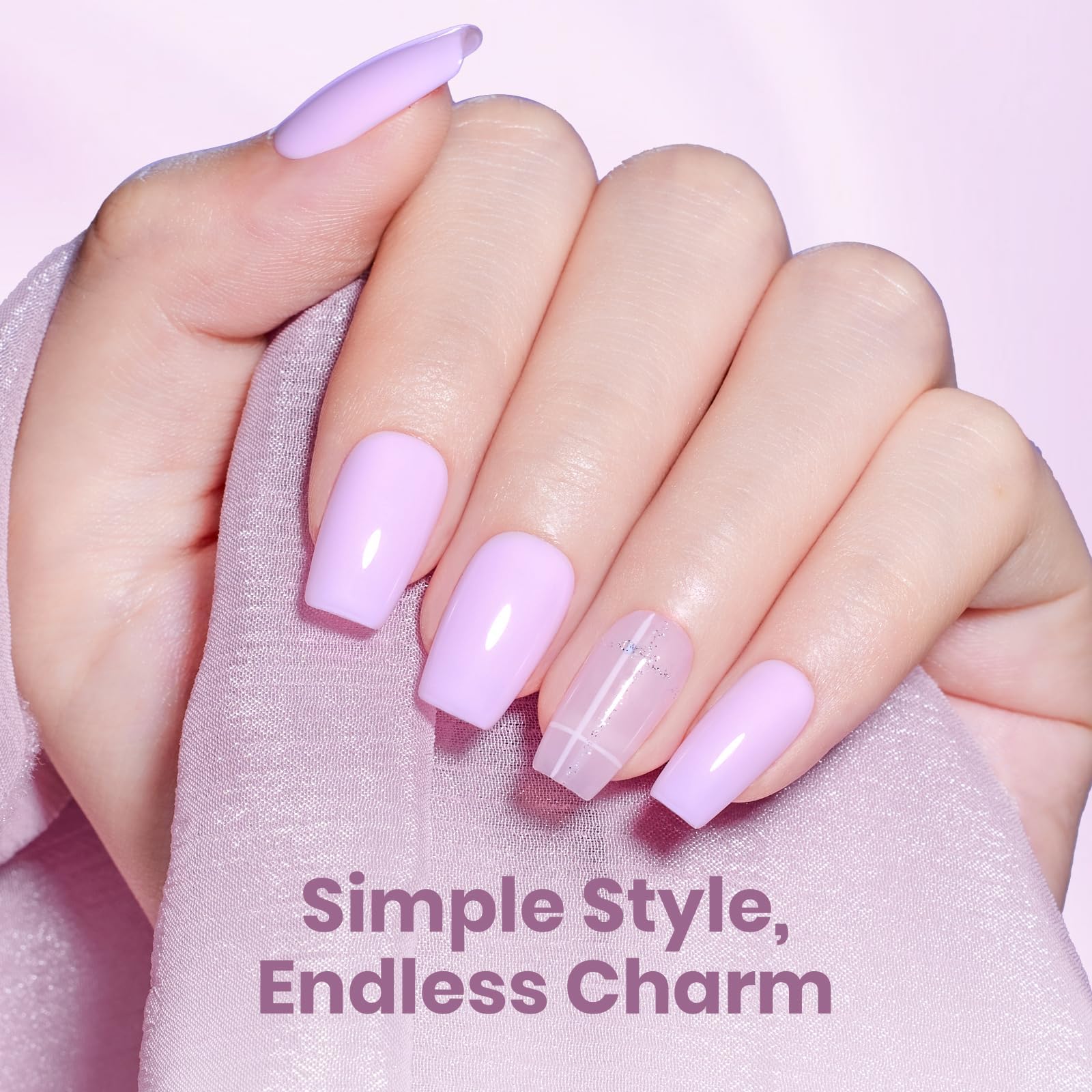 Beetles Purple Gel Nail Polish - Souffle Purple Gel Polish 15ML/0.51Fl Oz, Same Color Same Bottle, Soak Off UV LED Lamp Pastel Nail Art