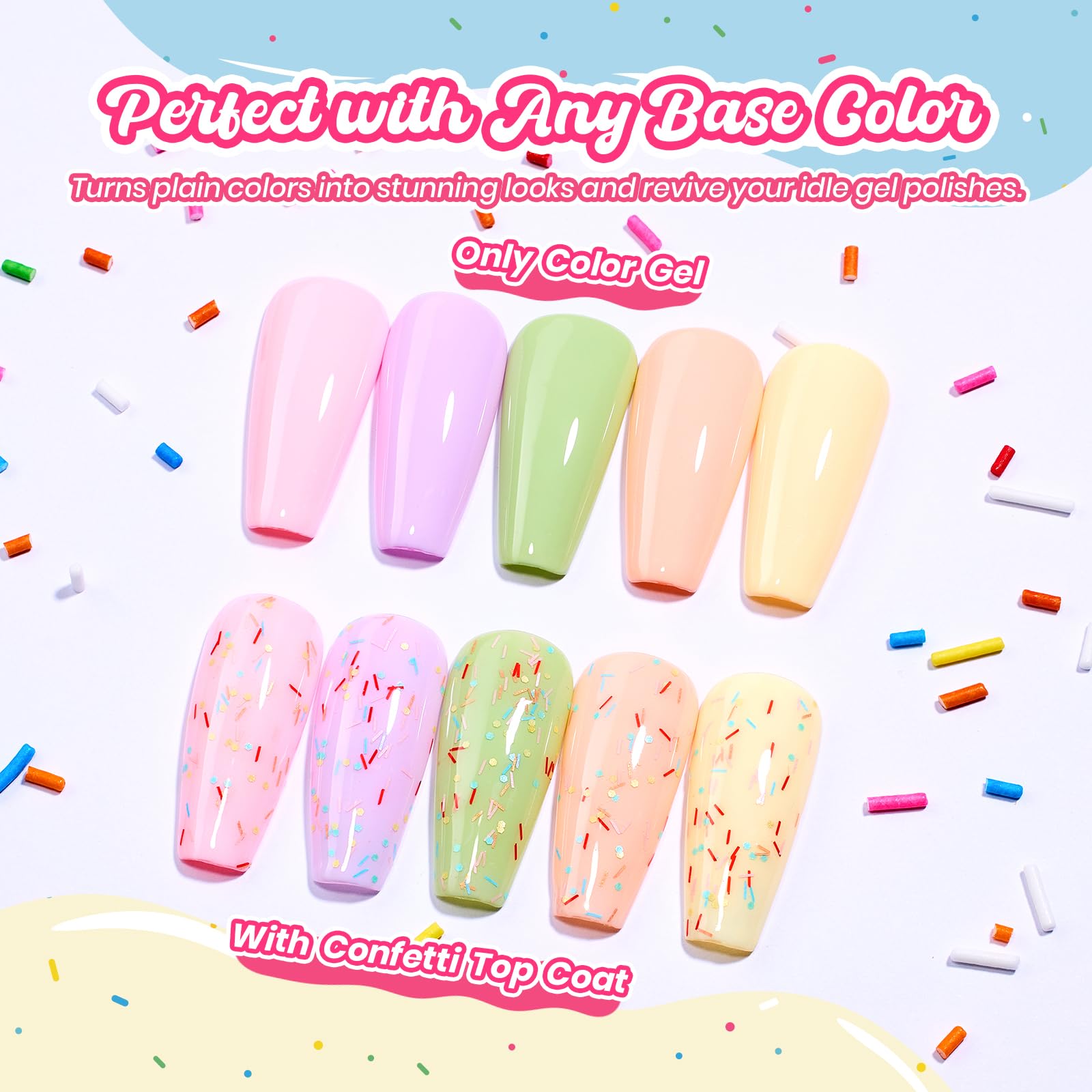 Beetles Glitter Top Coat Gel Polish Spring Limited - Confetti Fantasy Sprinkle Glitter Gel Top Coat 15ml