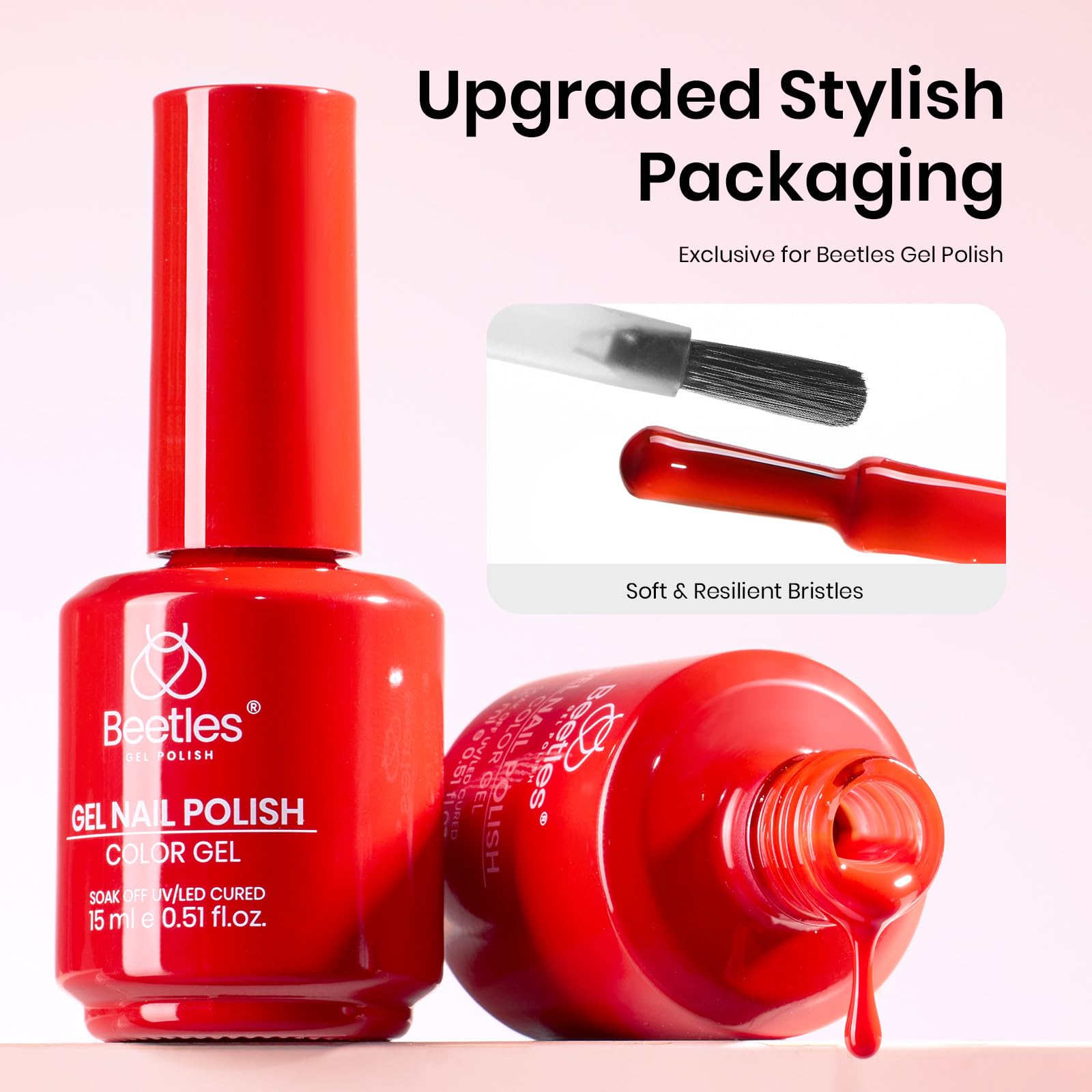 Beetles Gel Polish Heatwave - 15ml Classic Bright Red Nail Set