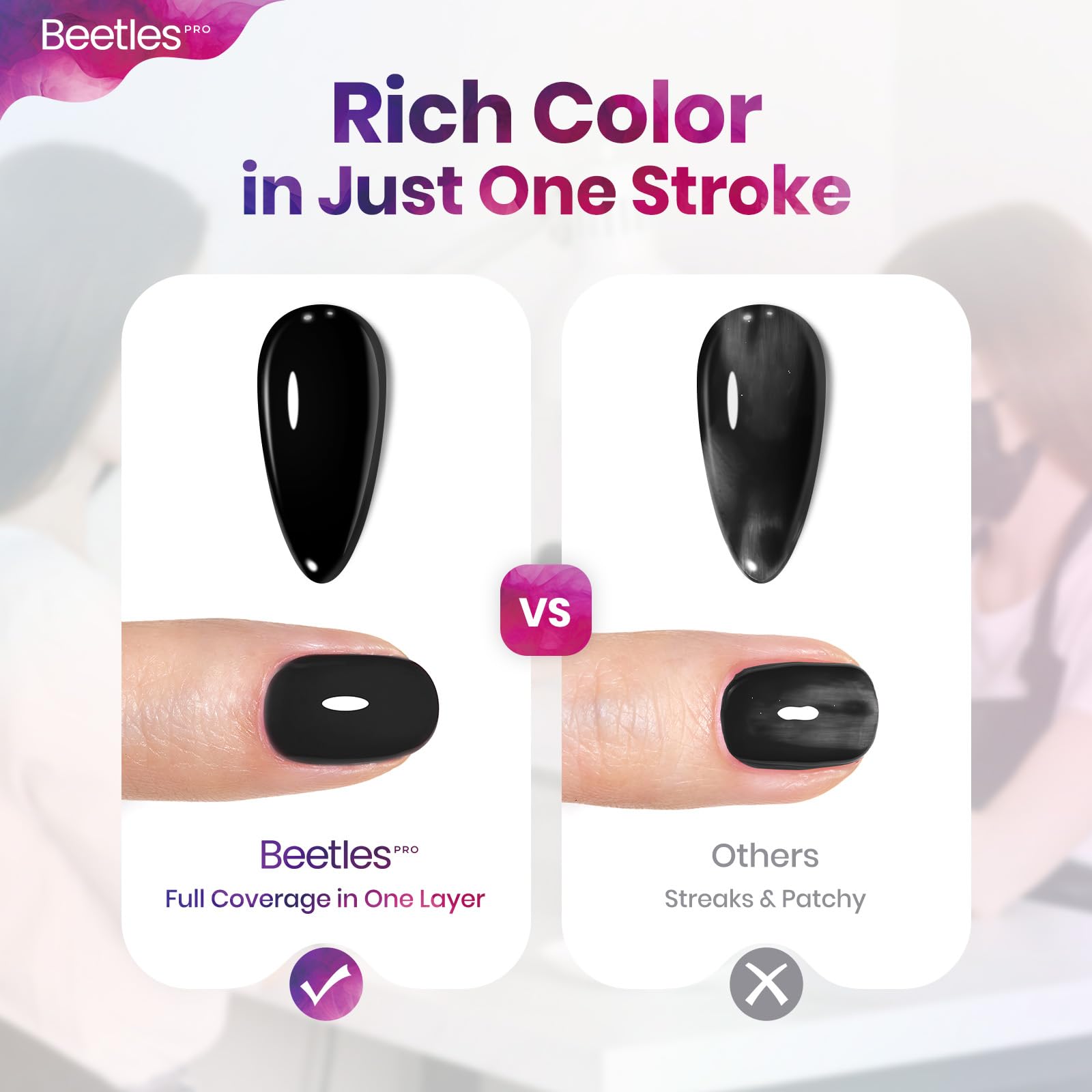 Beetles Pro Black Gel Nail Polish - Chill Intentions, HEMA Free & TPO Free, 15ml Black Color Gel Polish