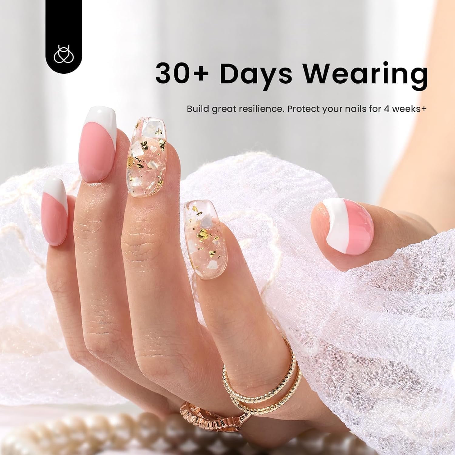 Beetles Builder Gel for Nails - 0.51 oz 8 in 1 Clear Builder Strengthener Gel Enhancement Nail Building Nail