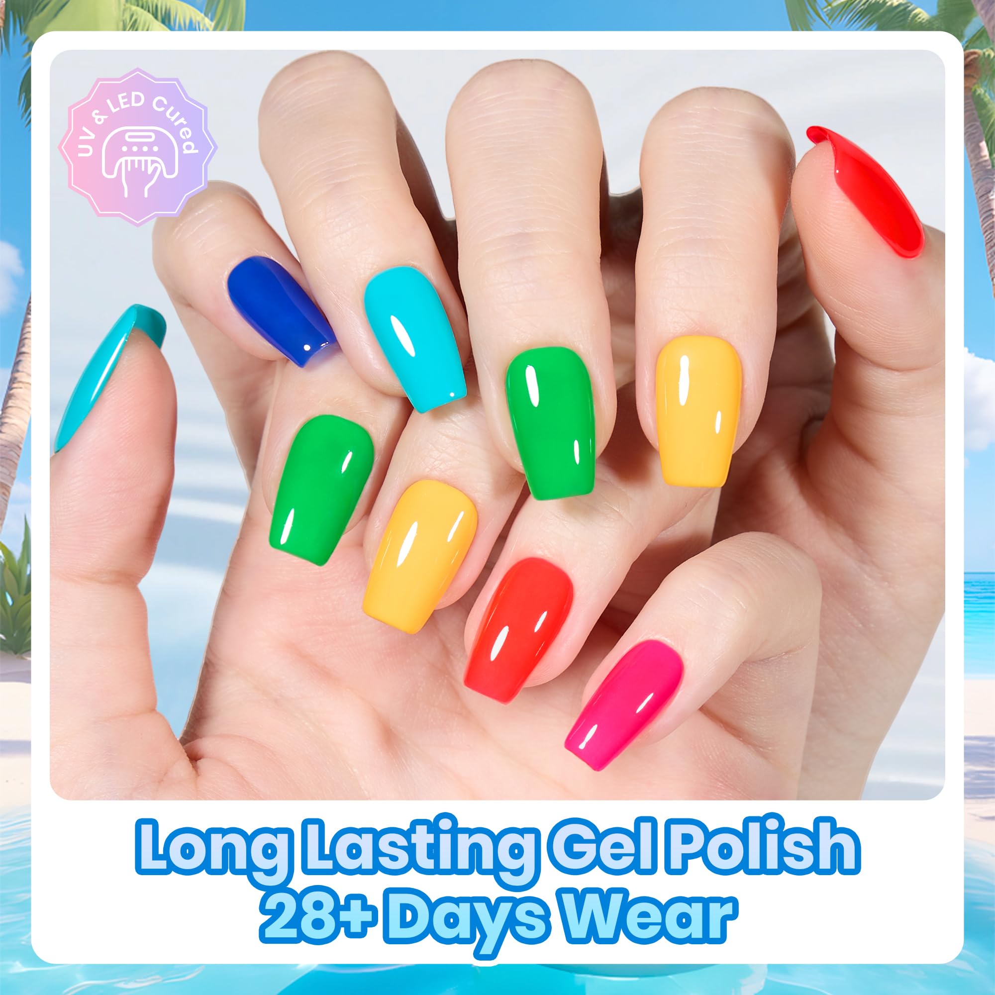 Beetles Dreamy Summer 6 Colors Nails Art Hot Pink Blue Yellow Green Gel Nail Polish Set