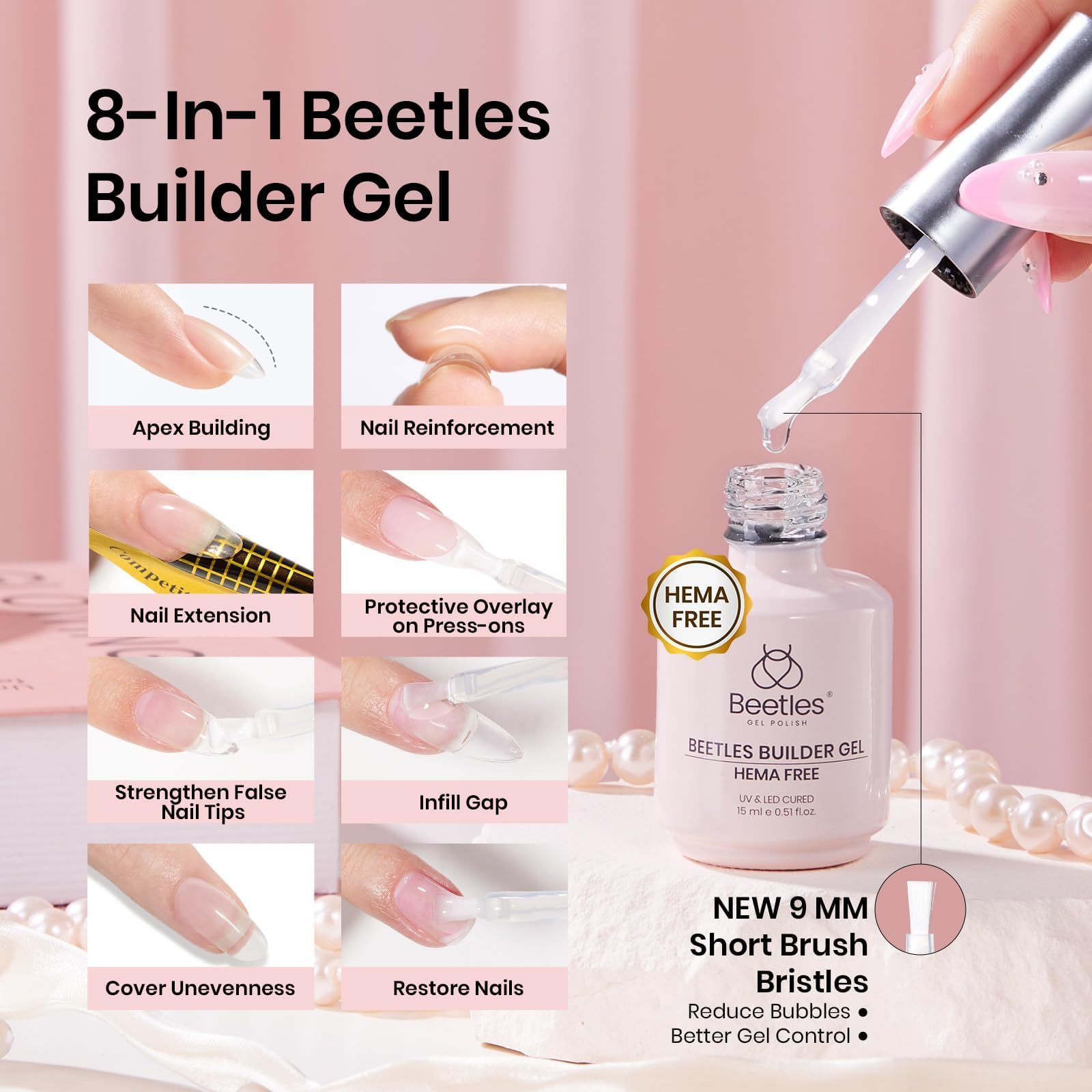 Beetles 4Pcs HEMA-Free Nail Extension Kit