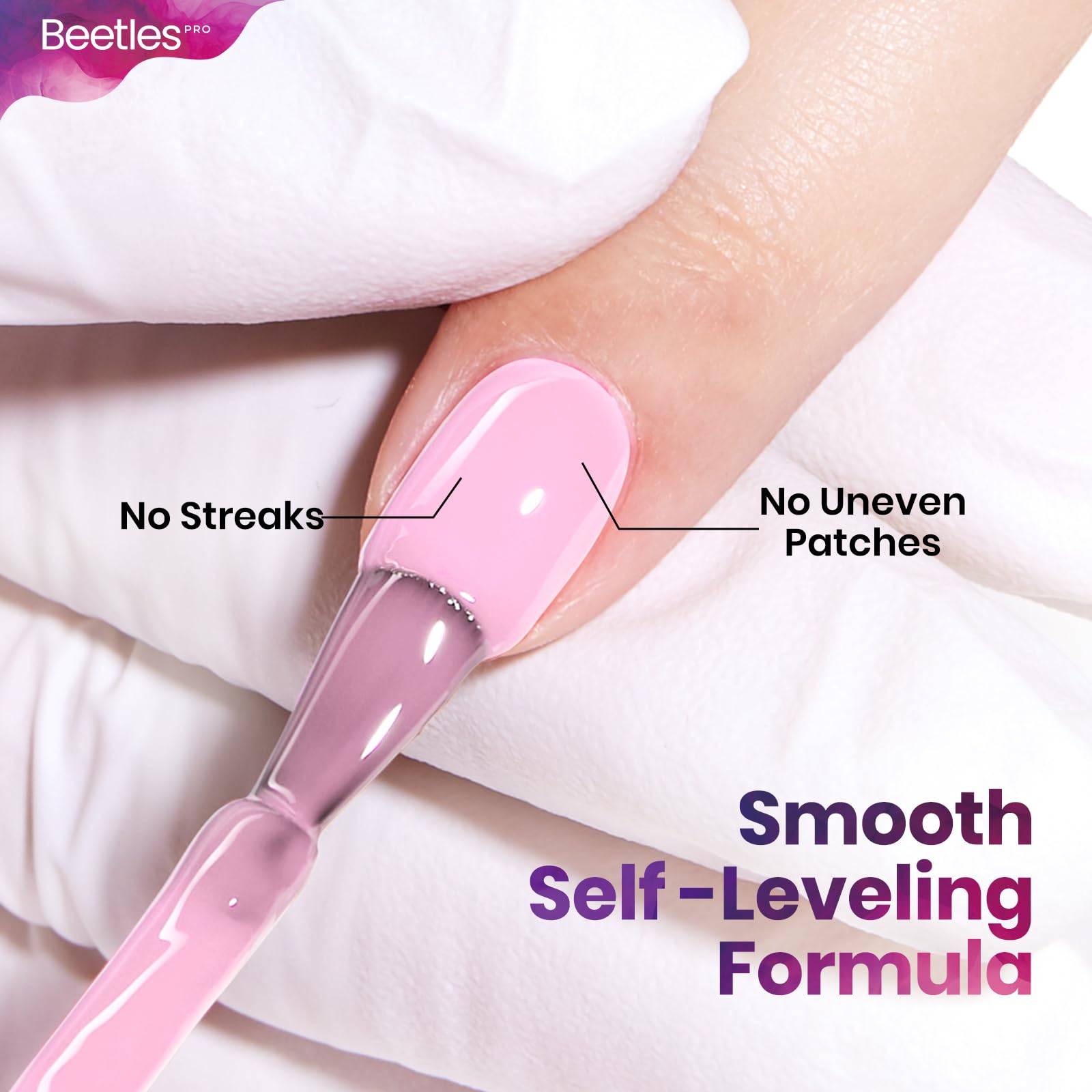 Beetles Pro Pink Gel Polish - Nails Dopamine Crush, Light Pastel Pink Color Gel Polish, UV Nail Lamp Cure Needed Nail Arts Salon-Quality Shine Long Lasting